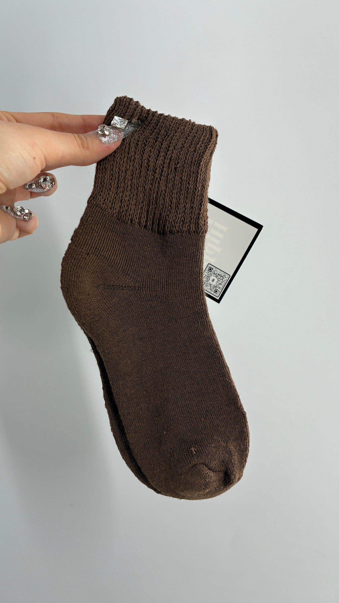 NWOT Thick Knit Brown Crew Sock