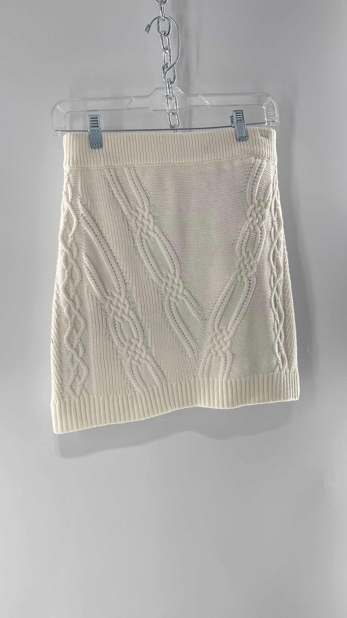 Maeve Anthropologie White Cable-knit Mini Skirt (Small)