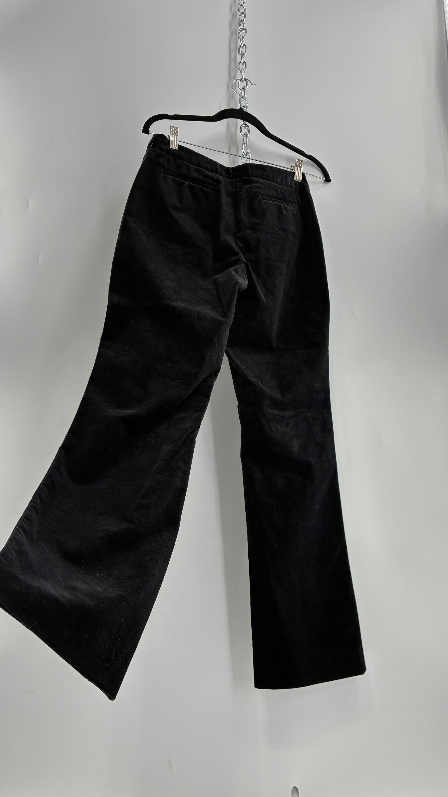 Deadstock Vintage 2000s Lilly Pulitzer Black Velvet Embossed Floral, Side Closure Pants (4)