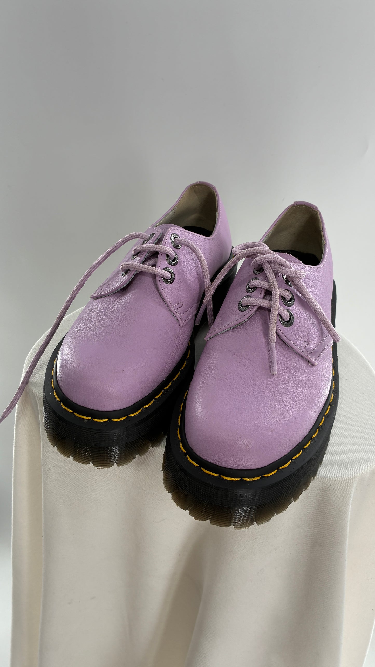 Vintage Dr. Martens 1461 Quad II, Lilac Purple, Pisa Leather Platform Oxfords (6)