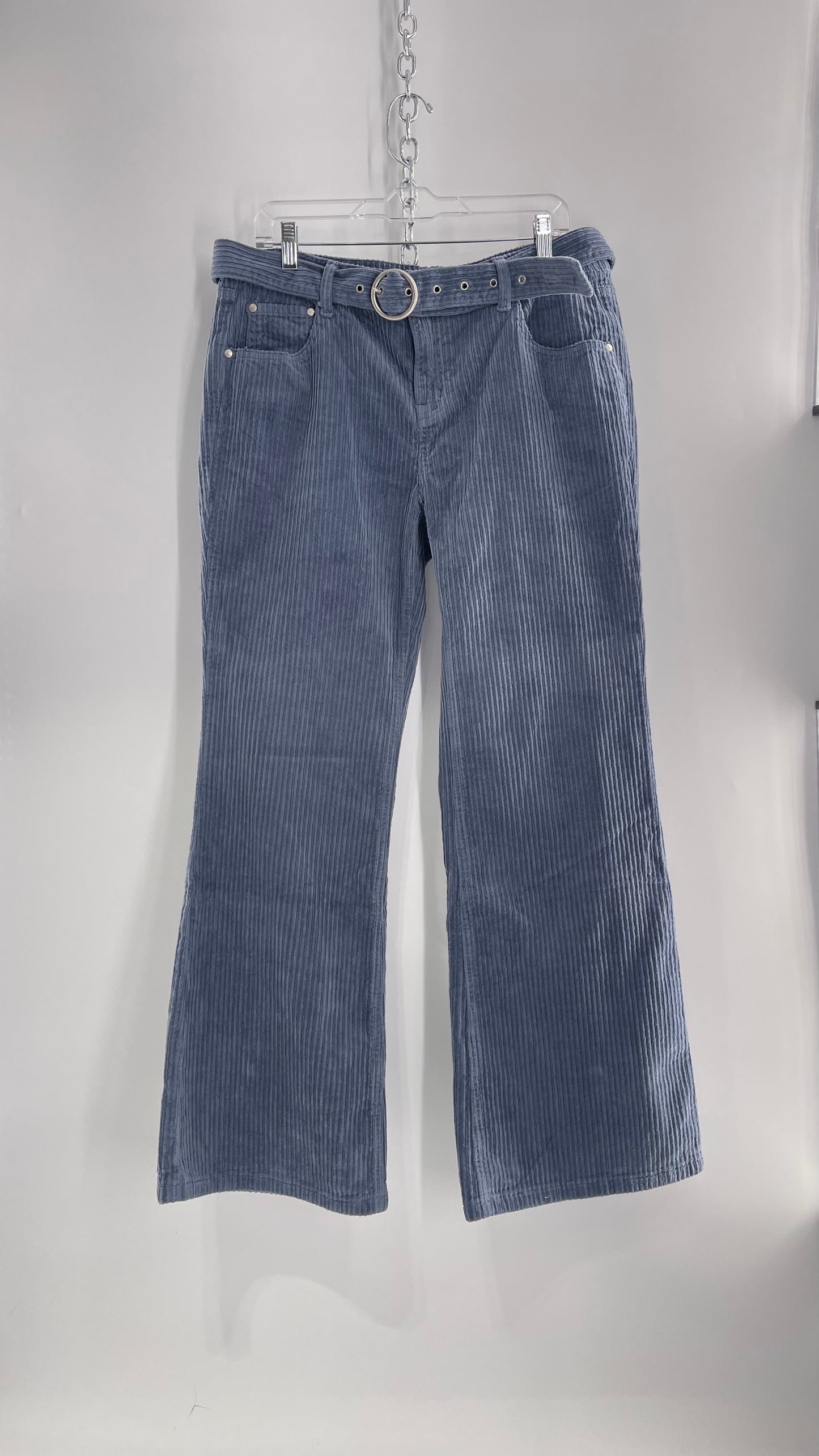 MILK IT Recycled Powder Blue Corduroy Low Waist Grommet Buckle Folk Jean with Tags Attached (16)