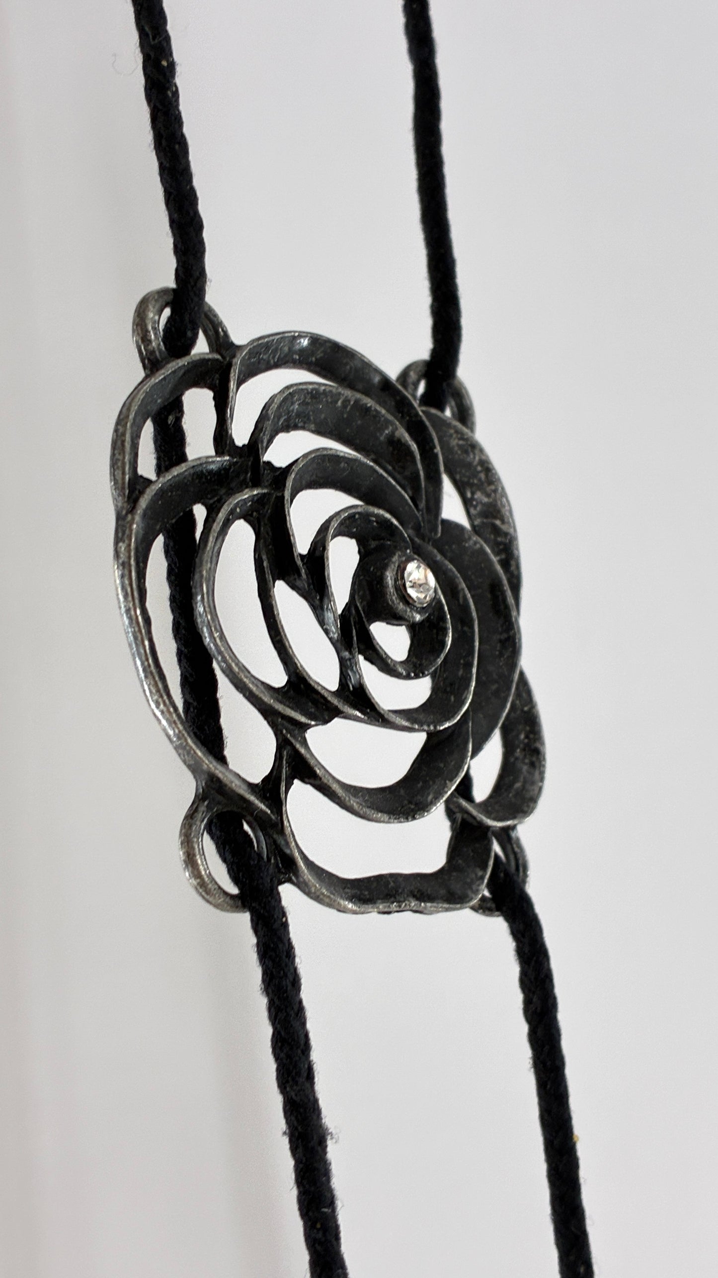 Vintage Heavy Metal Rosette Belt with Rhinestones and Thread Through Detail (XL/XXL)
