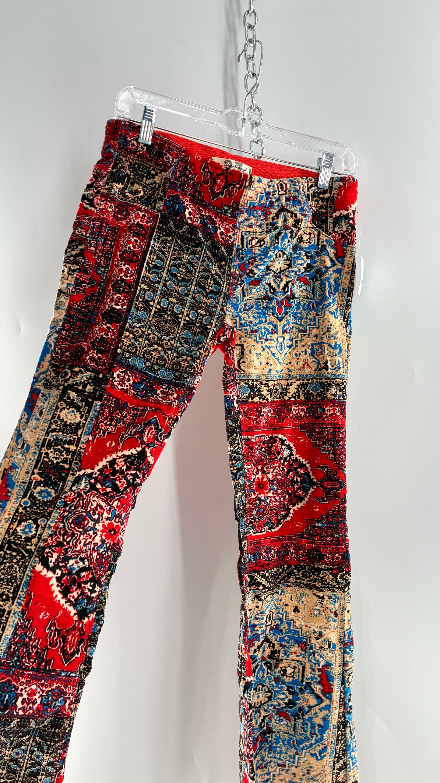 Free People Red, White, Blue Tapestry Patchwork Corduroys with Tags Attached (27)