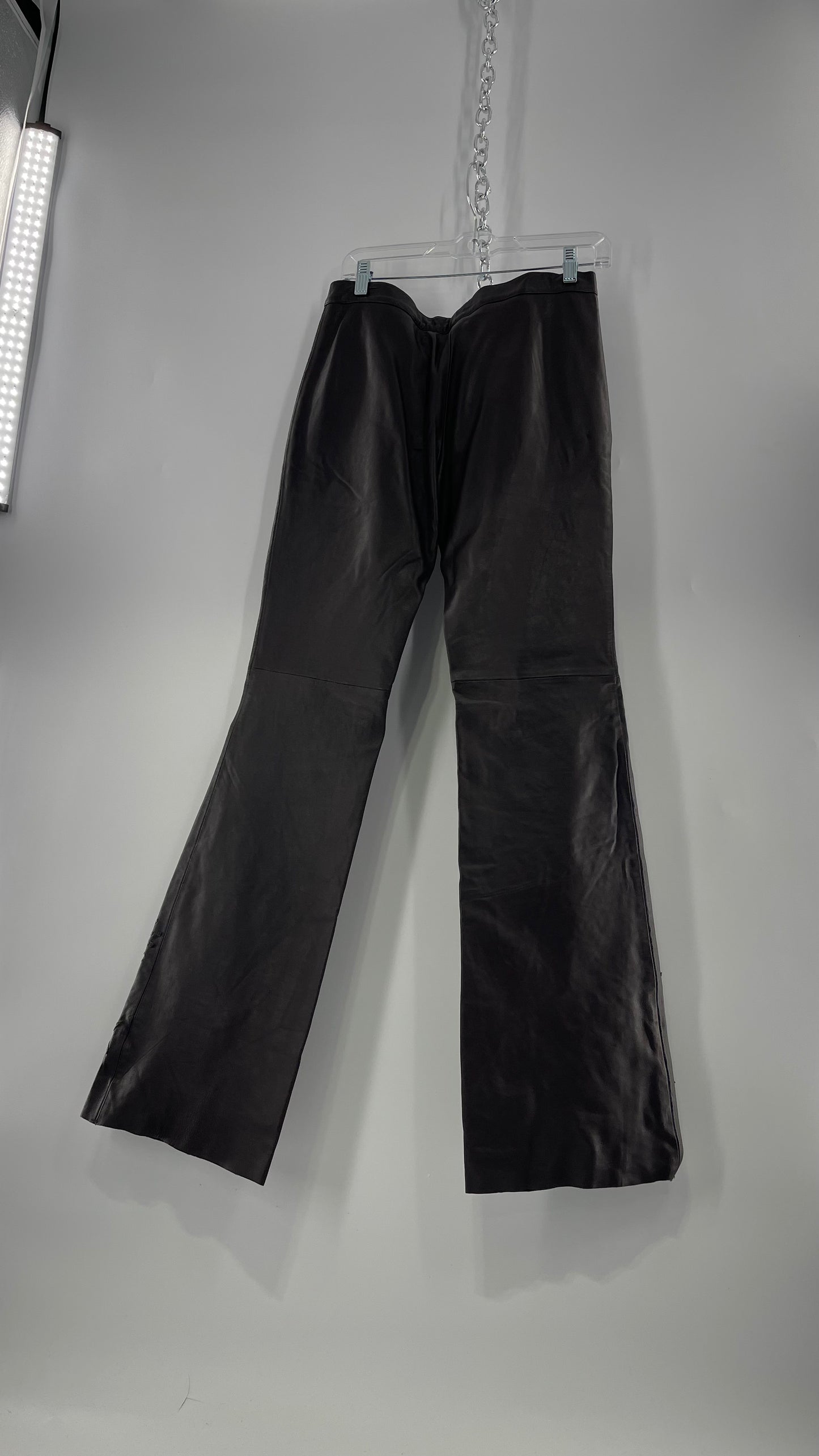 Moschino Brown Leather Embroidered Pants (10) ***WITH TAGS***