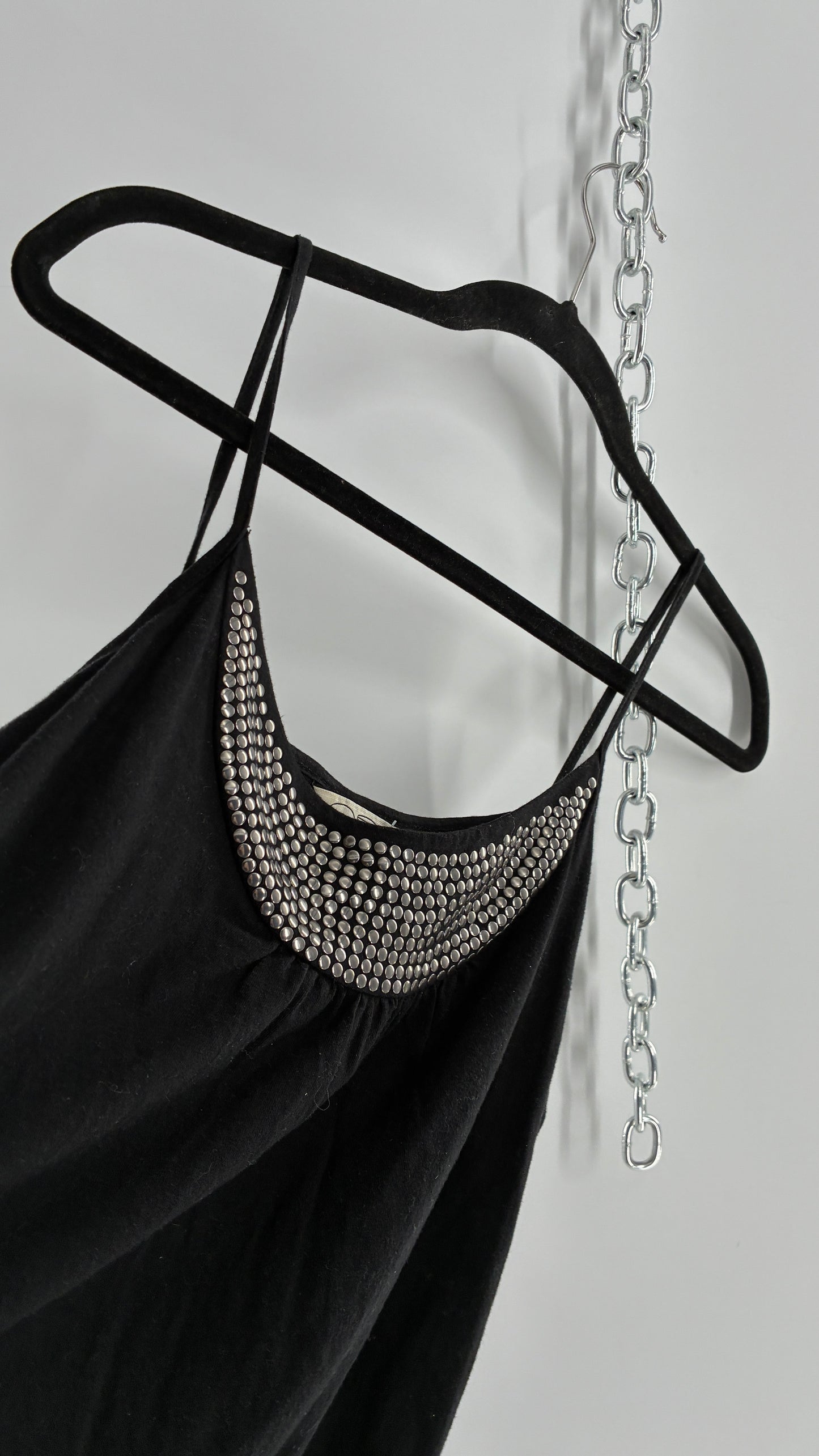 NEU LOOK Vintage Black Silver Studded Neckline Camisole Tank (12)