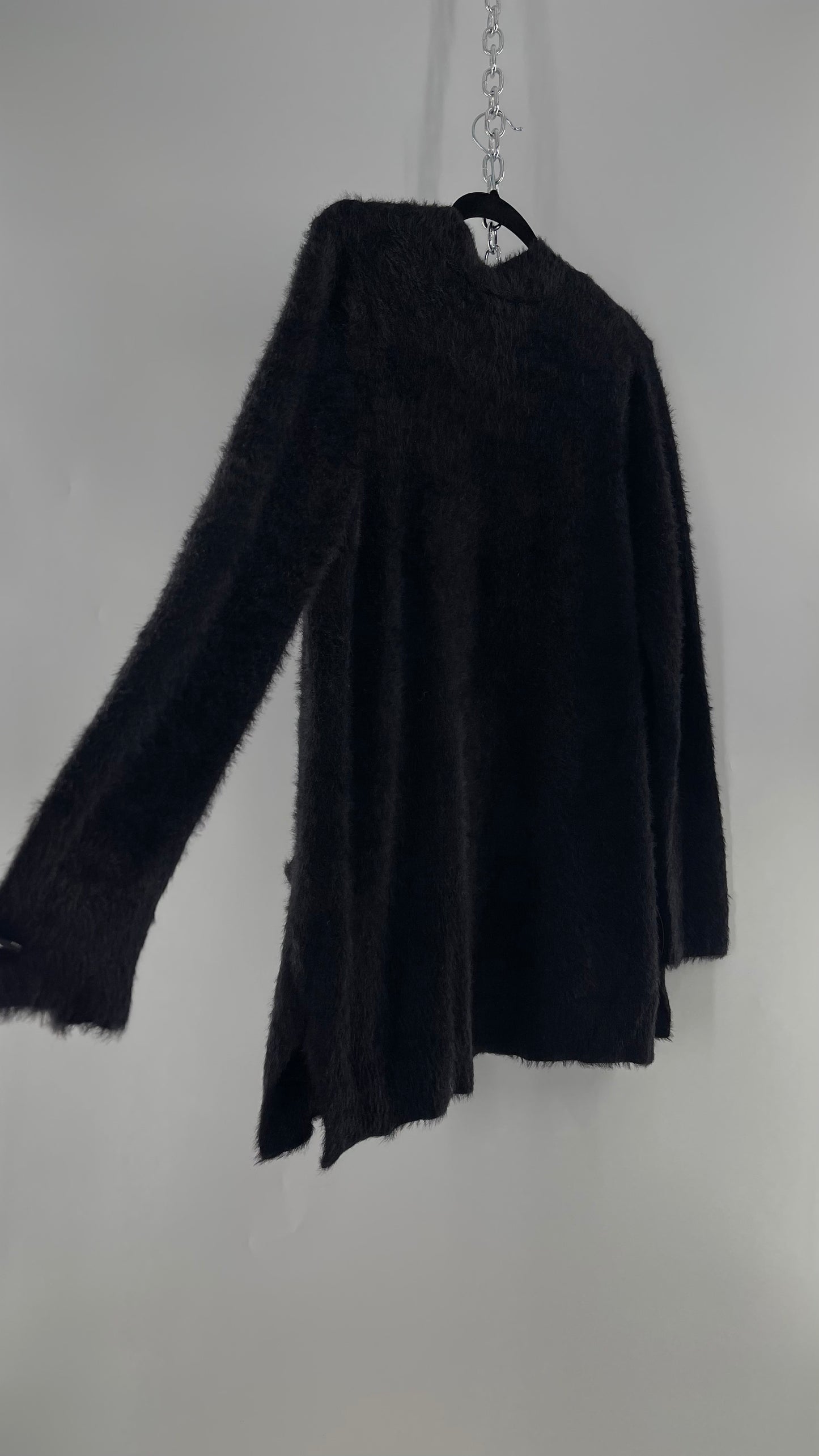 Kensie Black Fuzzy Slouchy Cardigan with Pockets and Tags Attached (Small)