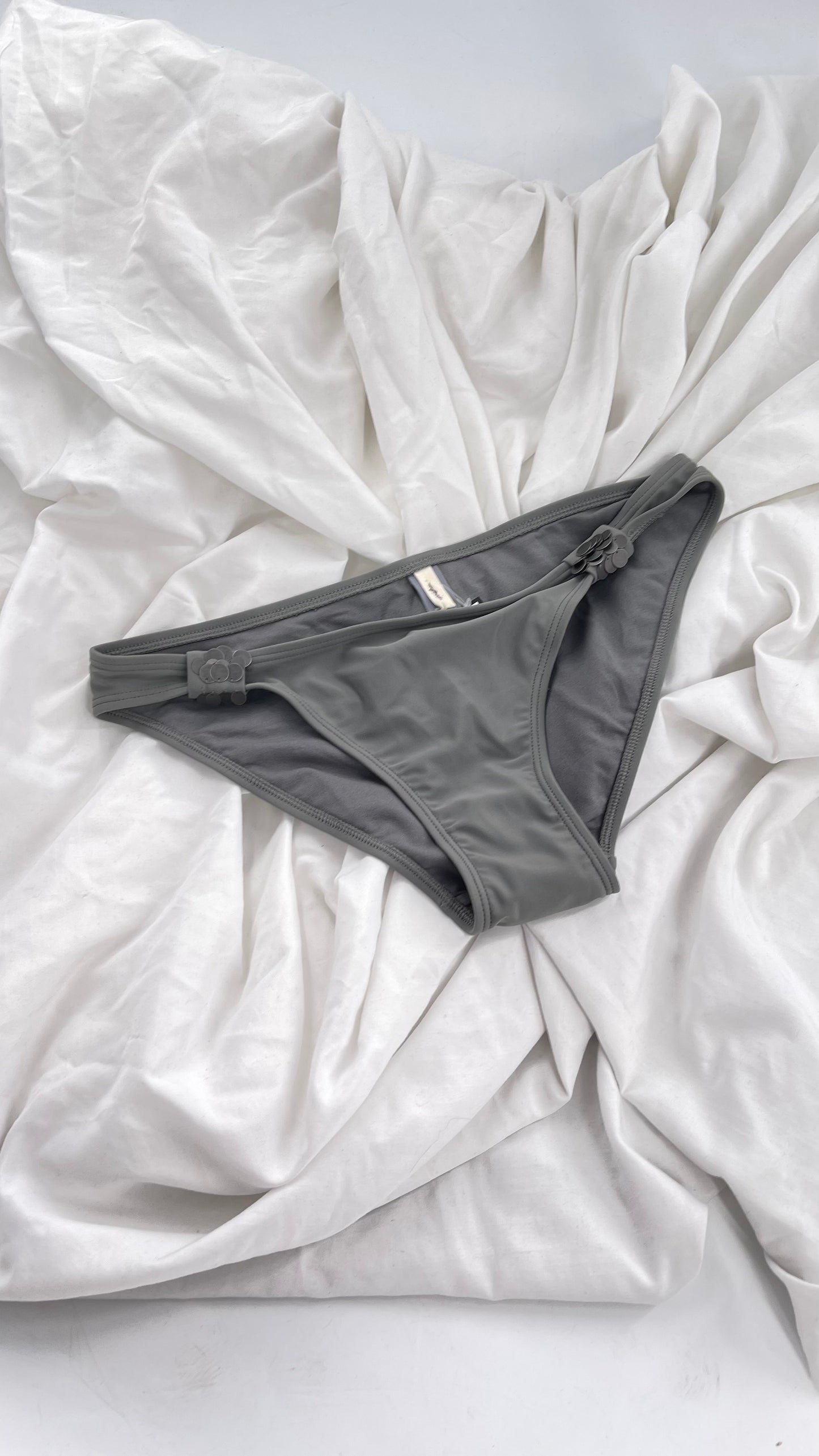 AERIE Gray Swim Bottoms with Metal Sequin Details (Small)