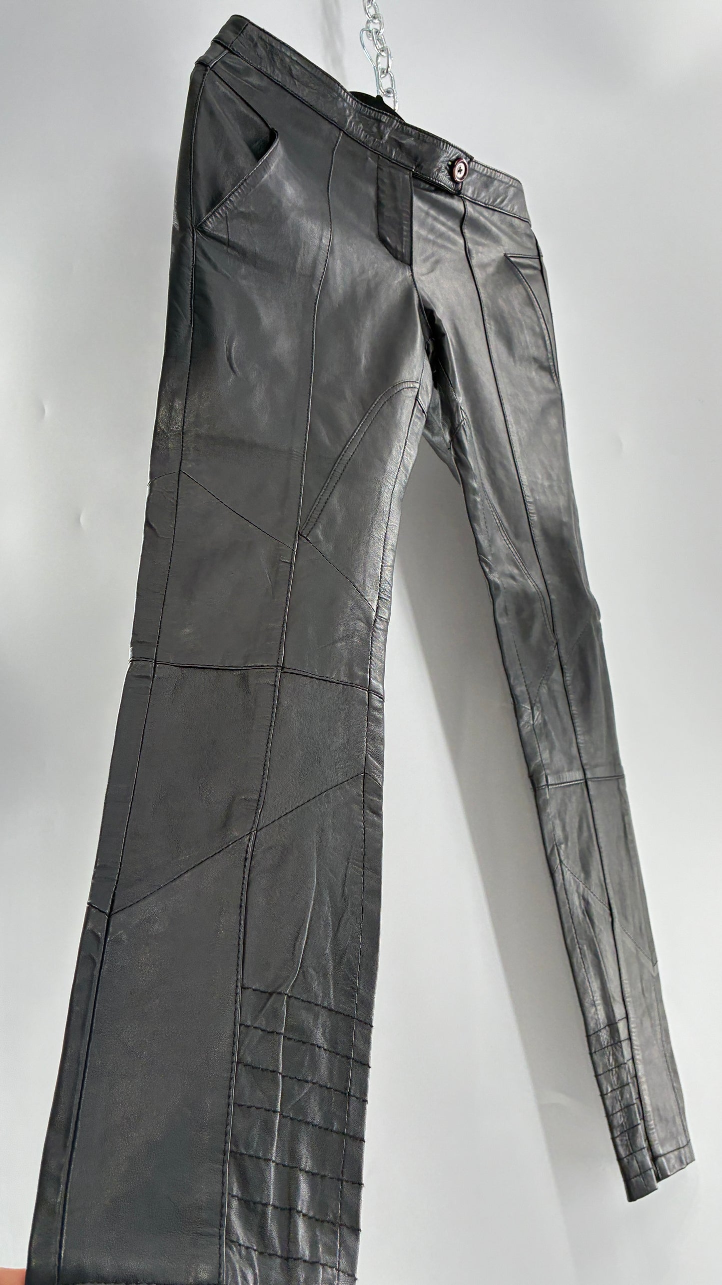 ASOS Low Rise Genuine Leather Patchwork Style Motorcycle Pants (6)