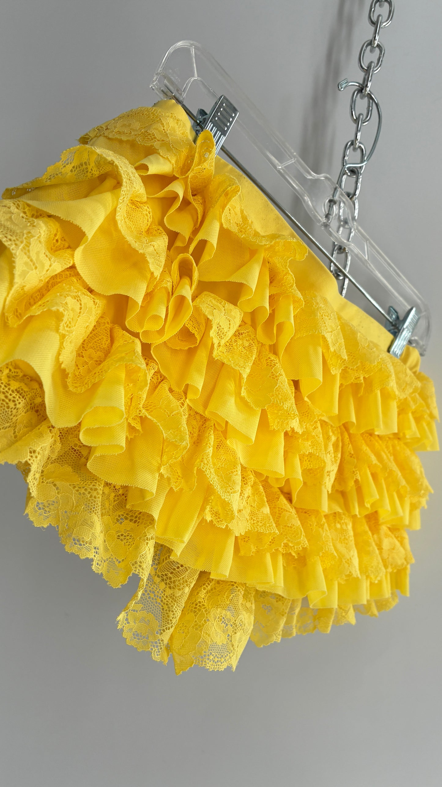 Vintage Yellow Lace Ruffle and Lace Micro Short (Small)