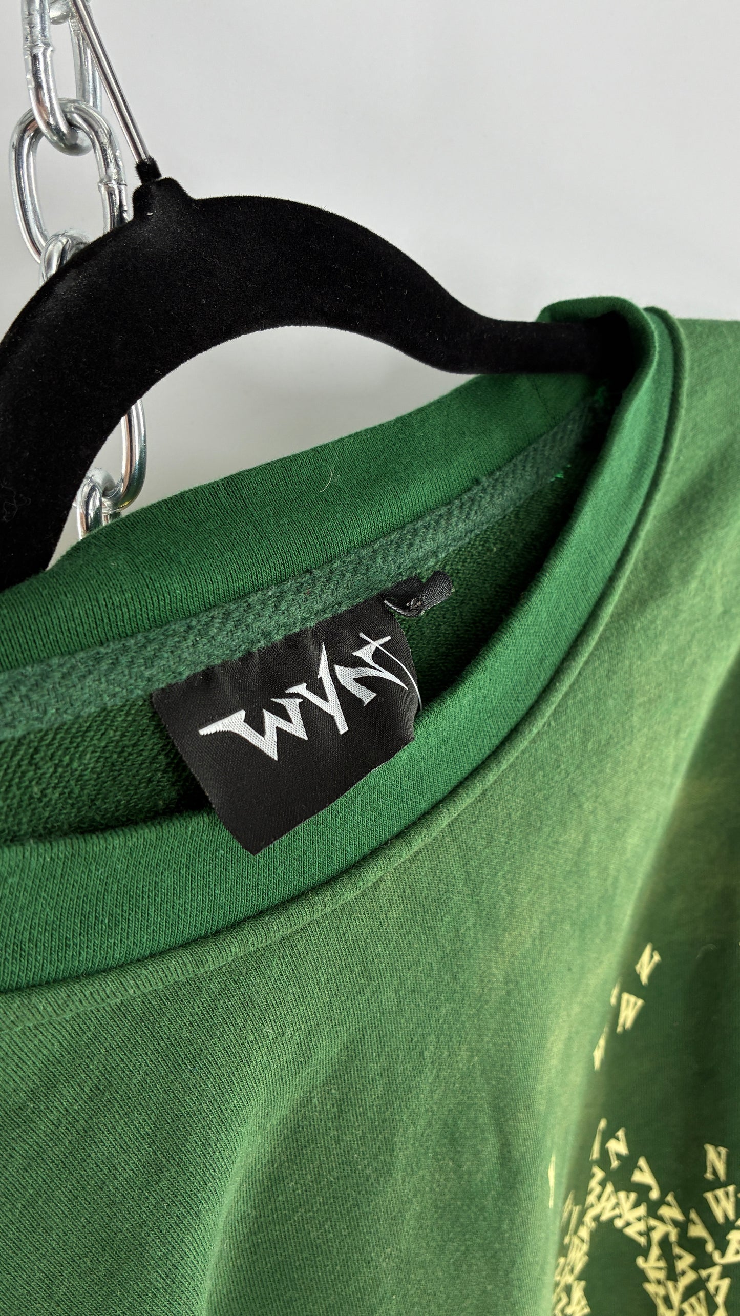 WYN Green Paint Splattered Henley/Baggy T Shirt Men’s Long Sleeve (XXXL)