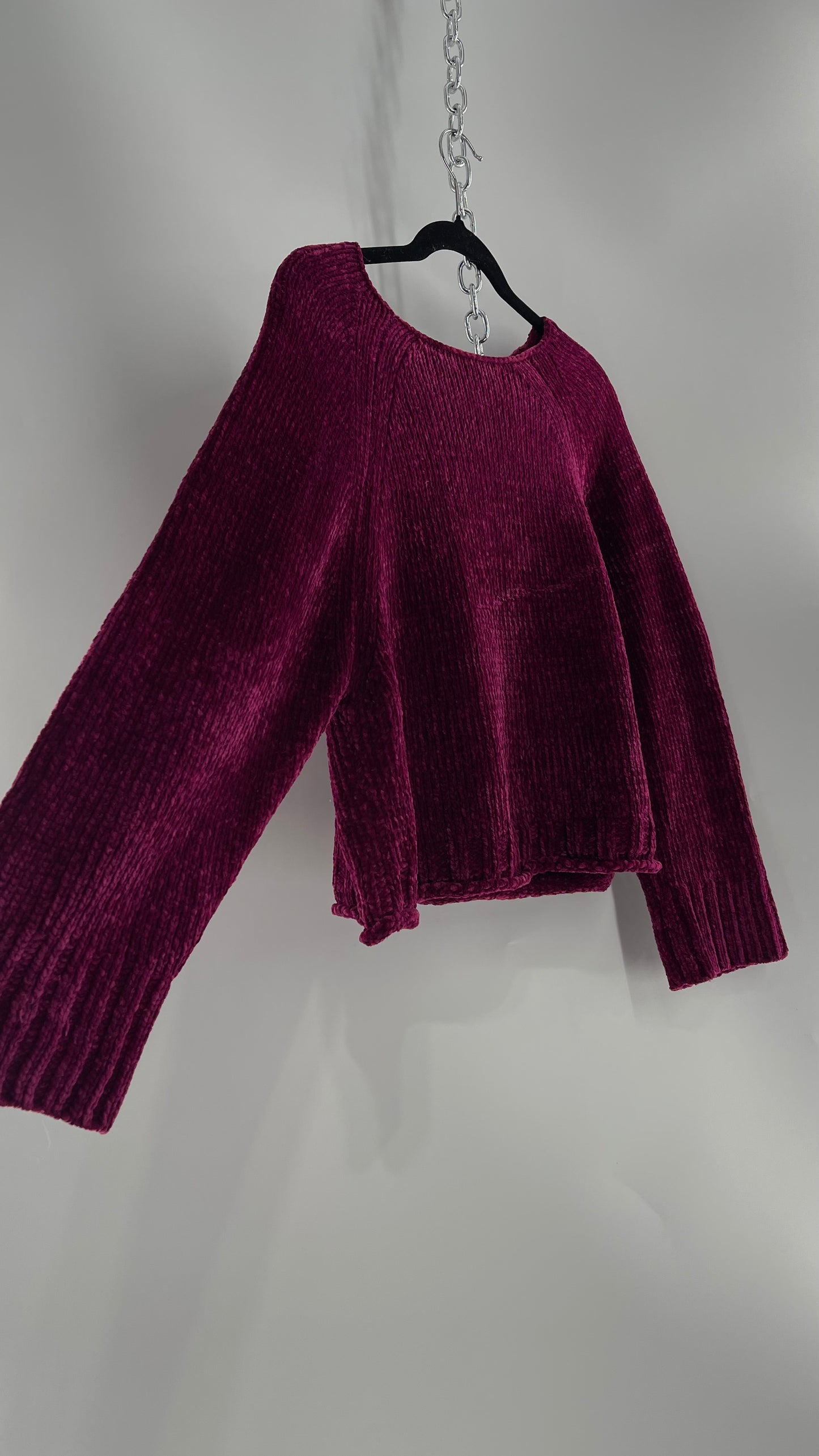 Anthropologie MOTH Fuchsia Purple Chenille Sweater (XS)