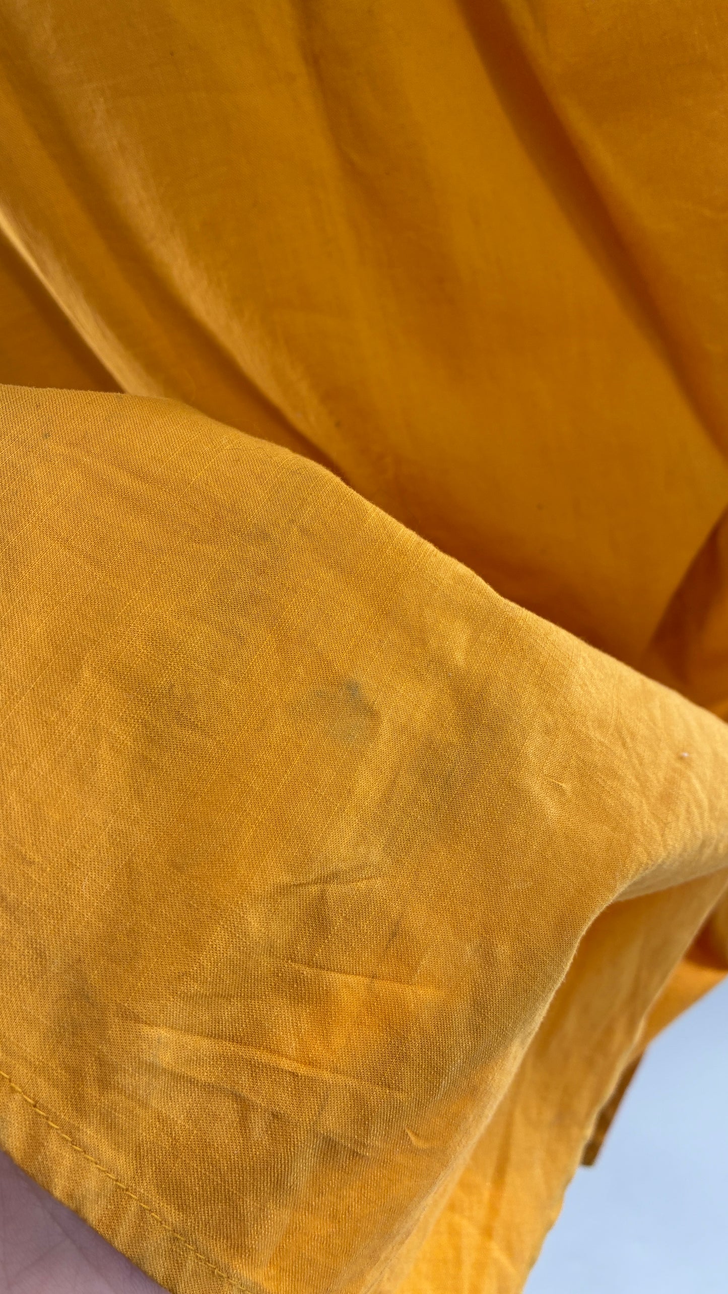 Urban Outfitters Mustard Yellow Cotton Ruche Side Slit Midi Dress (XS)