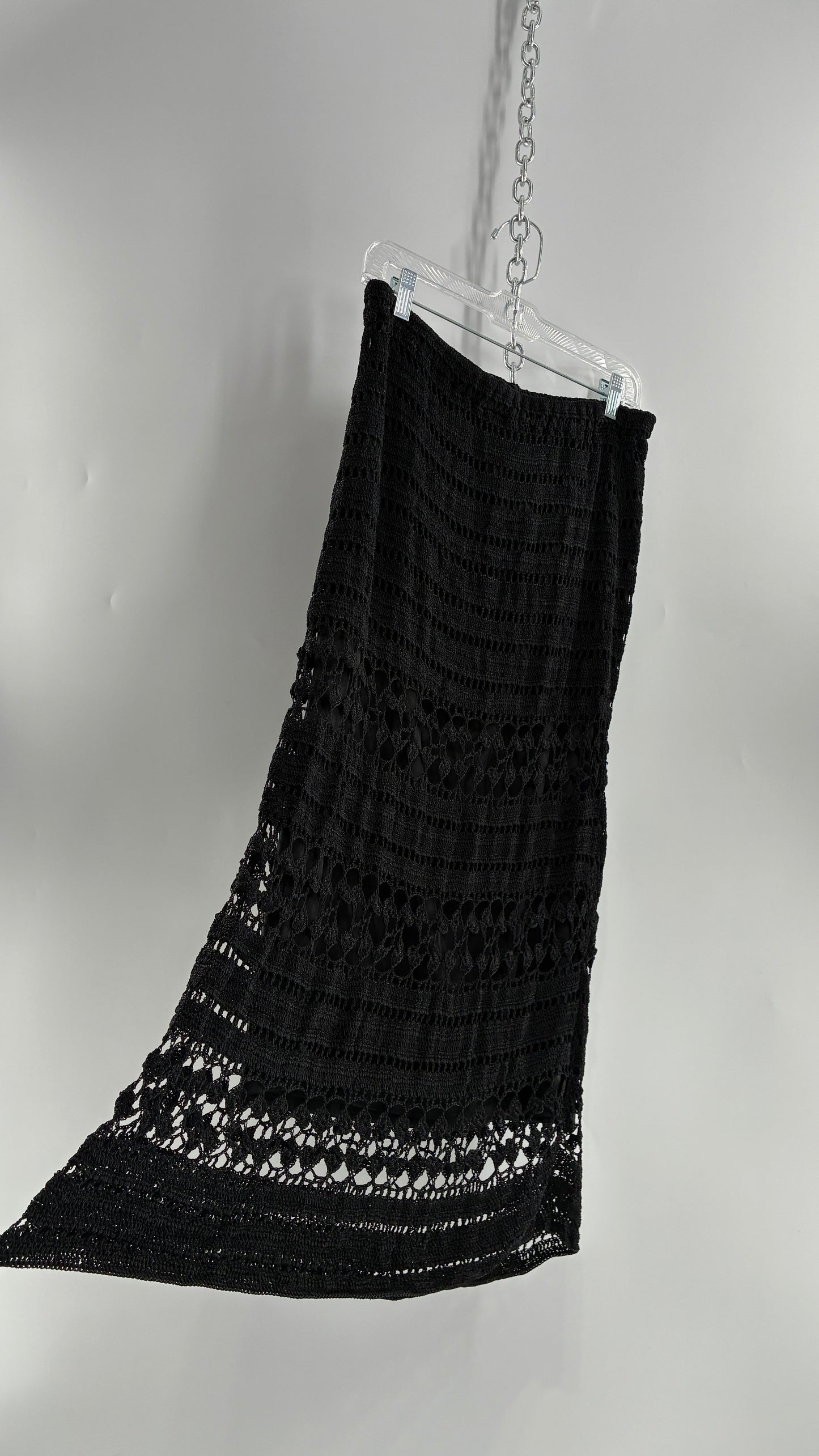 Vintage CHICOS Black Crochet Maxi Skirt (3)