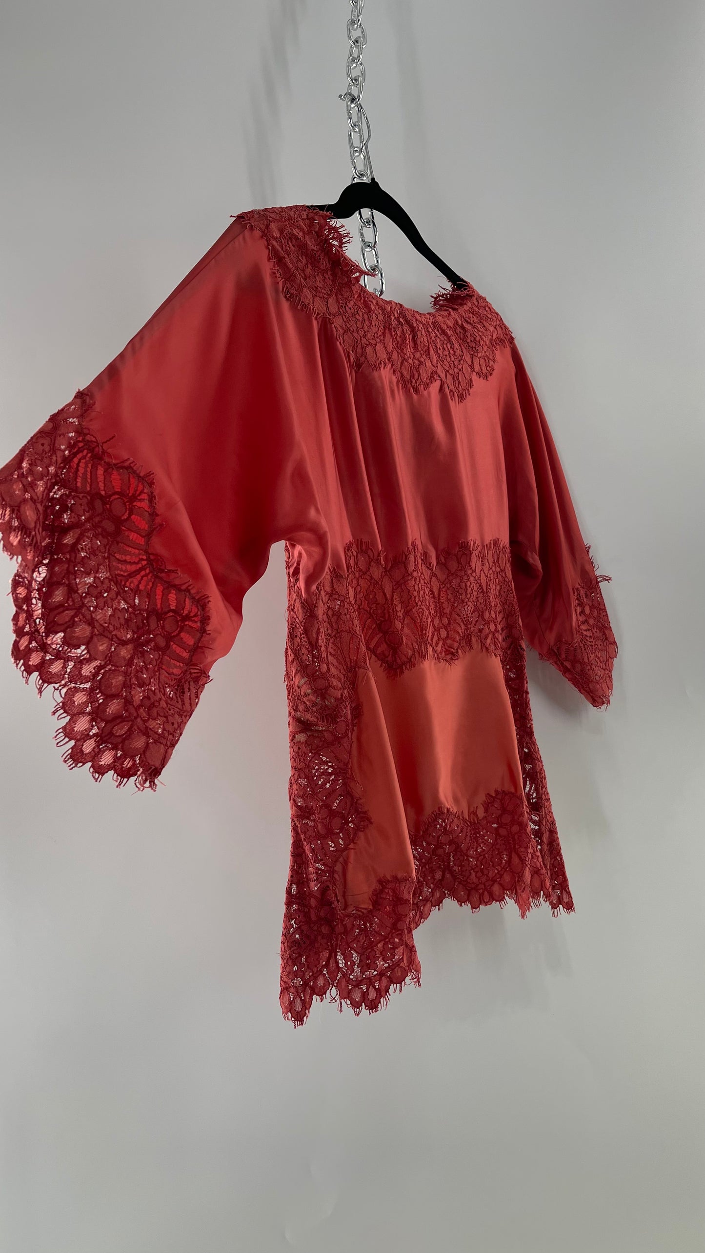Moulinette Soeurs Vetements Silky Blouse with Thick Scalloped Lace Trim (XS)