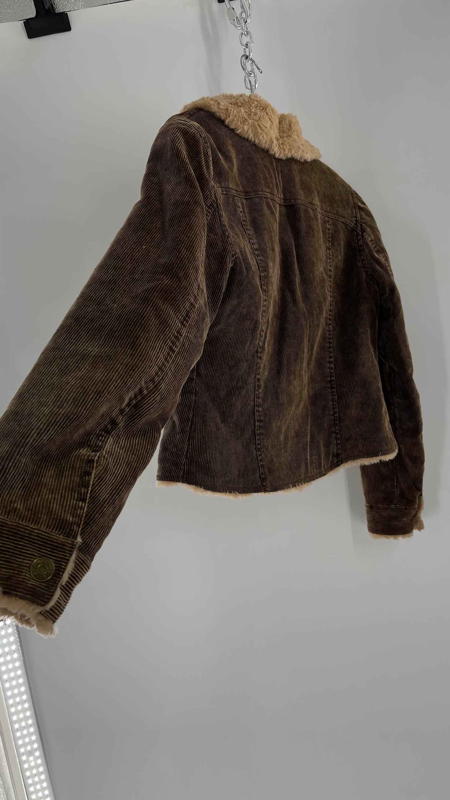 Vintage giacca Corduroy Cropped Jacket with Sherpa/Teddy Collar (Medium)