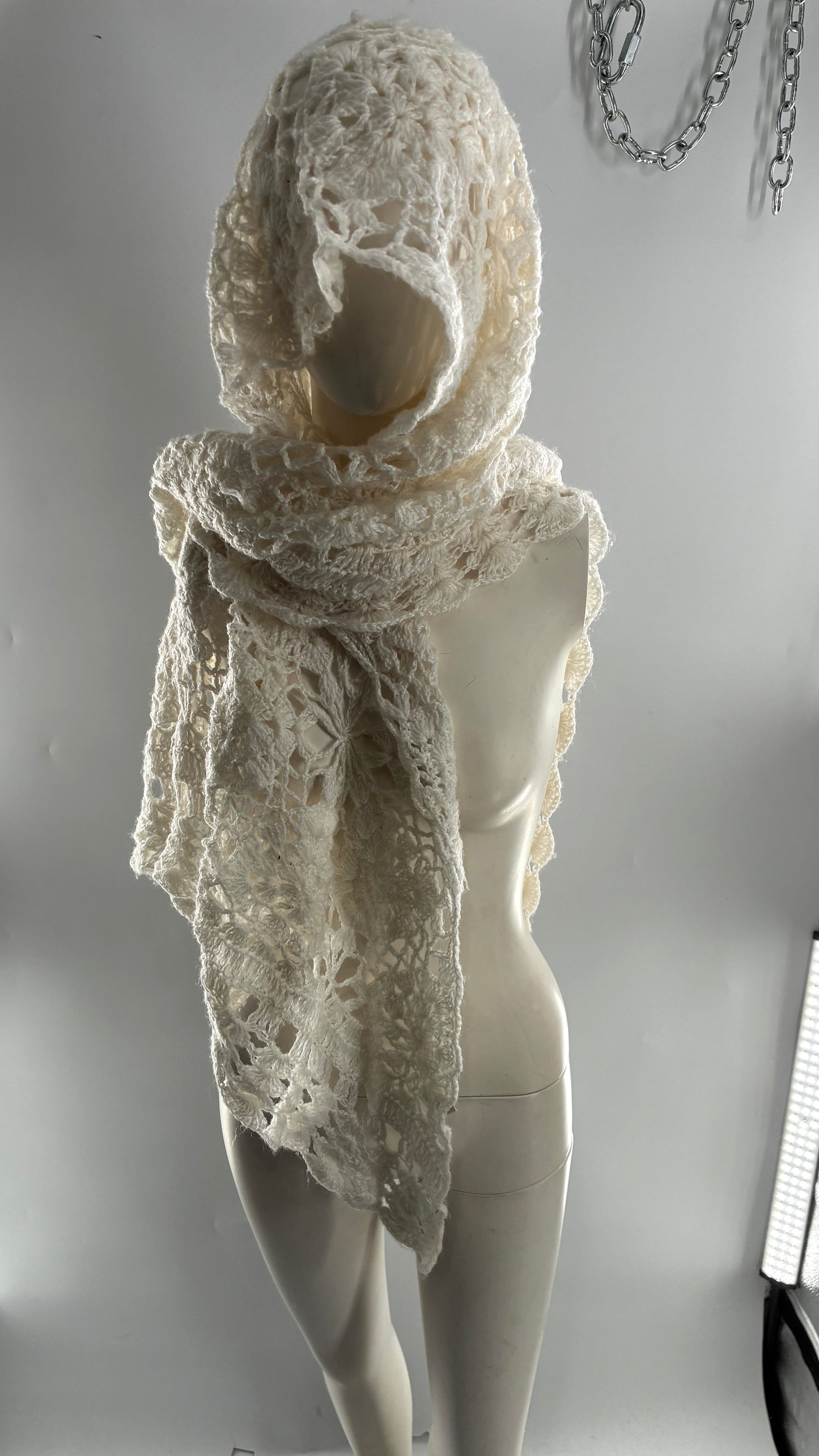 Vintage Crochet Style White Scarf
