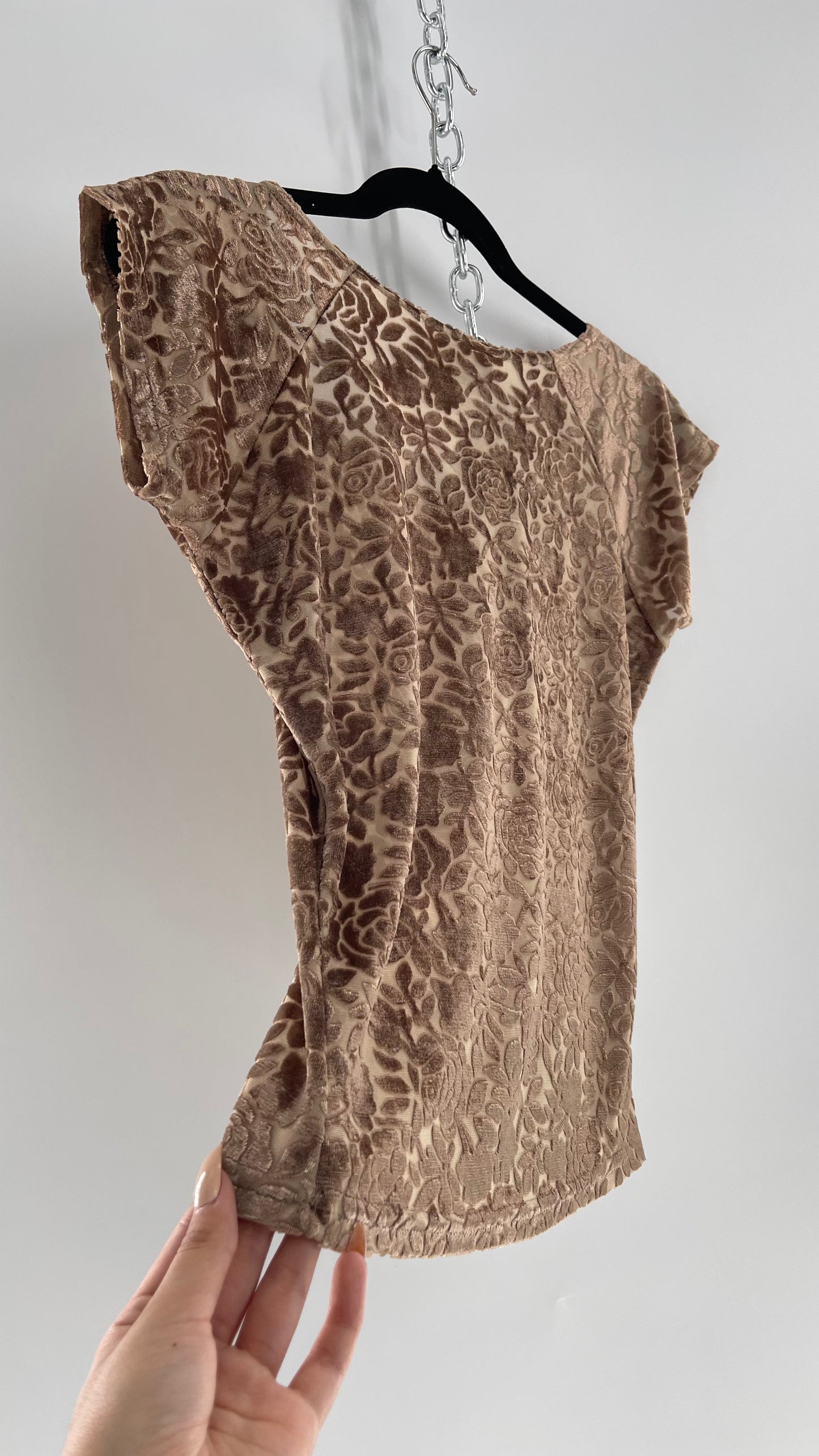 Caffeine Tan/Champagne Velvet Rose Short Sleeve (Medium)