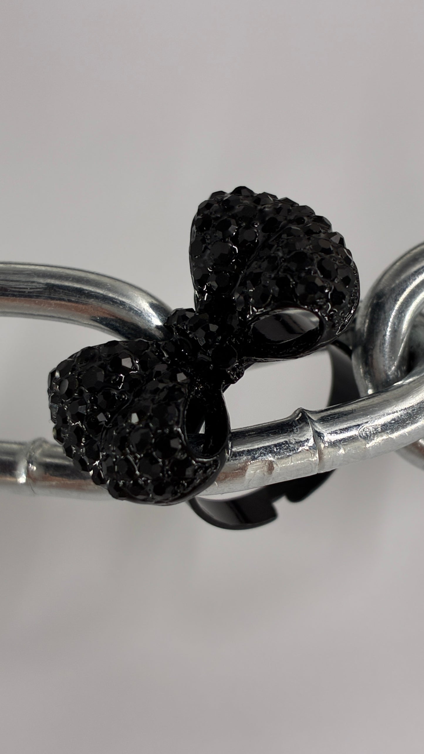 Black Rhinestone Bow Ring