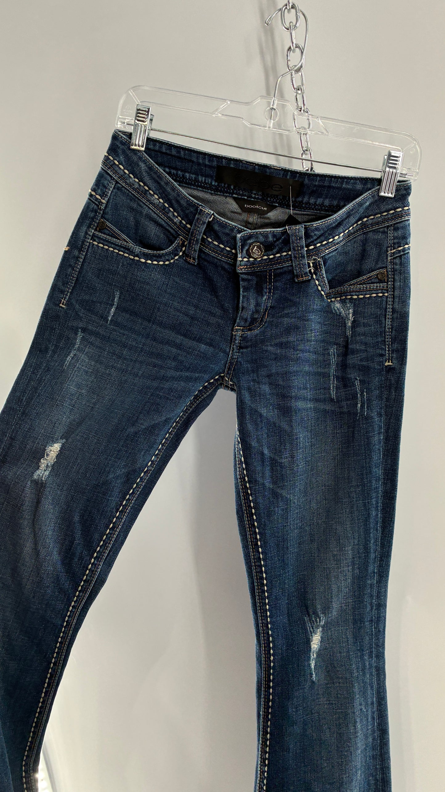 Vintage BEBE Low Rise Bootcut Jeans with Contrast Stitch (27)