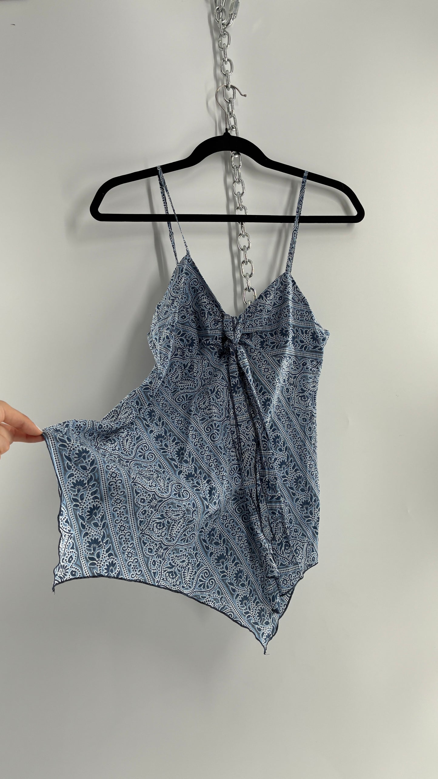 Vintage 100% Cotton Handkerchief Blue Bandana Style Camisole (2)