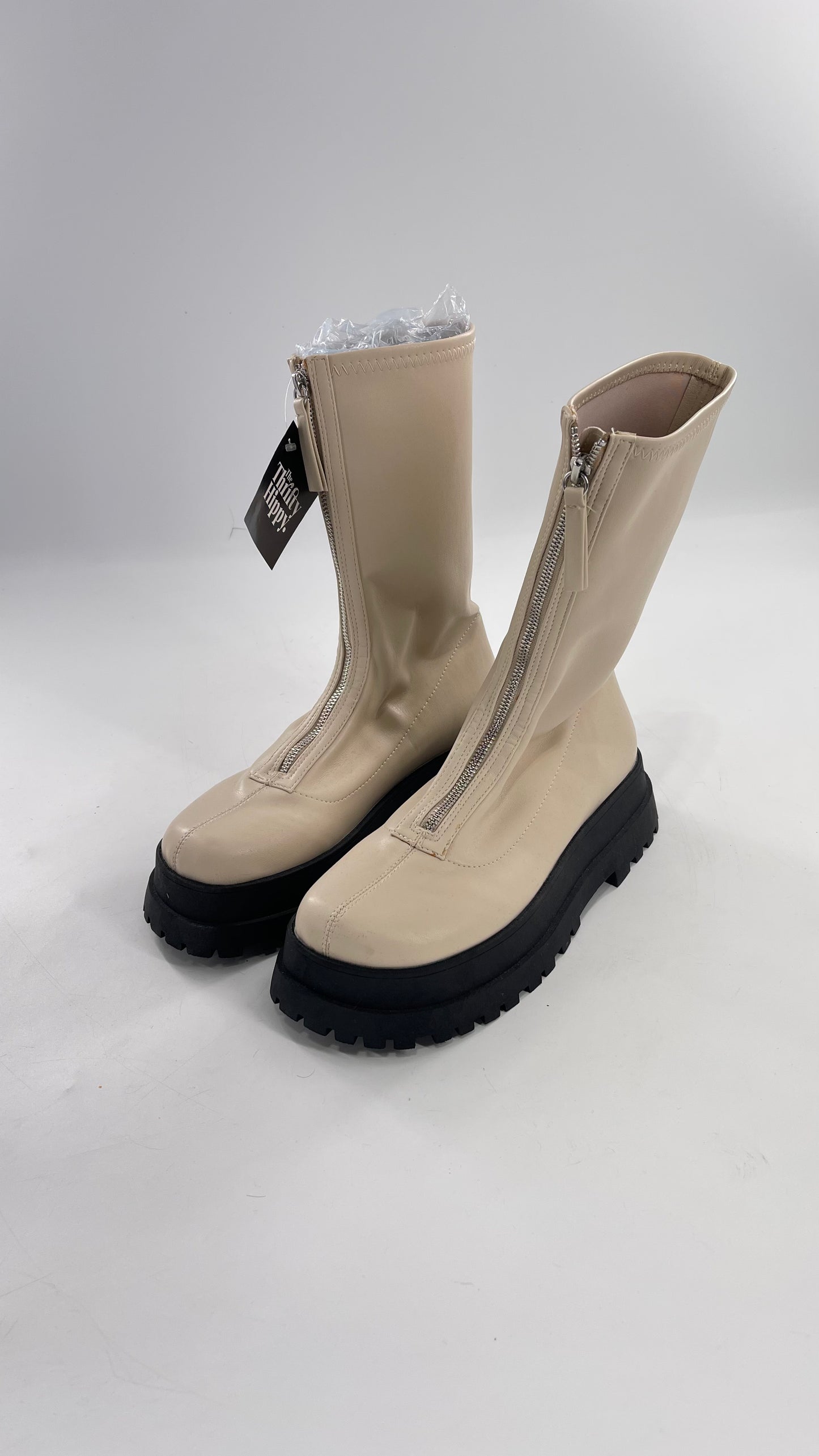 Urban Outfitters Cream Zip Front Boot with Contrast Platform (10)