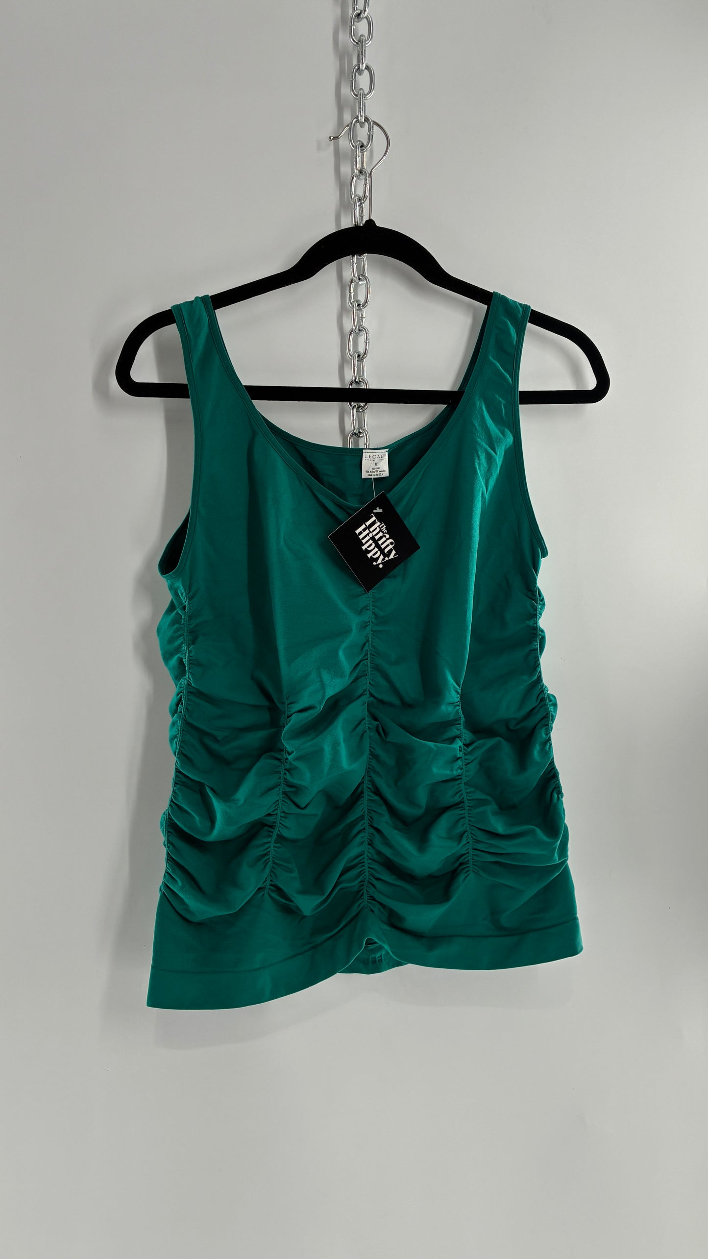 Vintage LEGACY Jewel Toned Teal Ruched Sleeveless (XL)