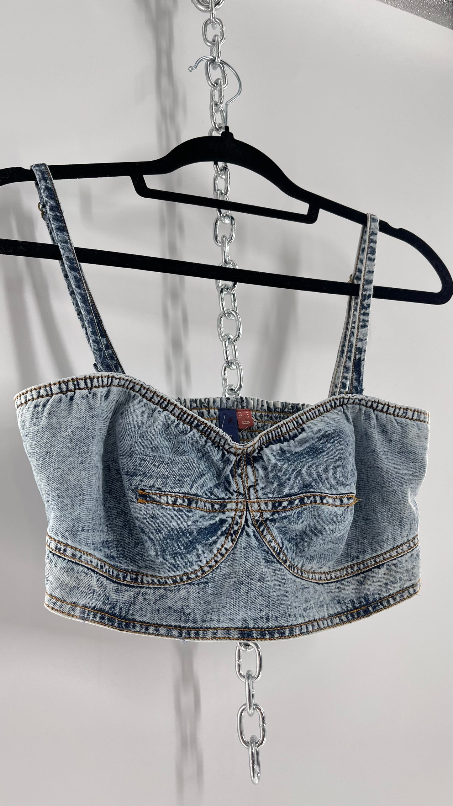 Pilcro Acid Wash Denim Bralette (Medium 6)