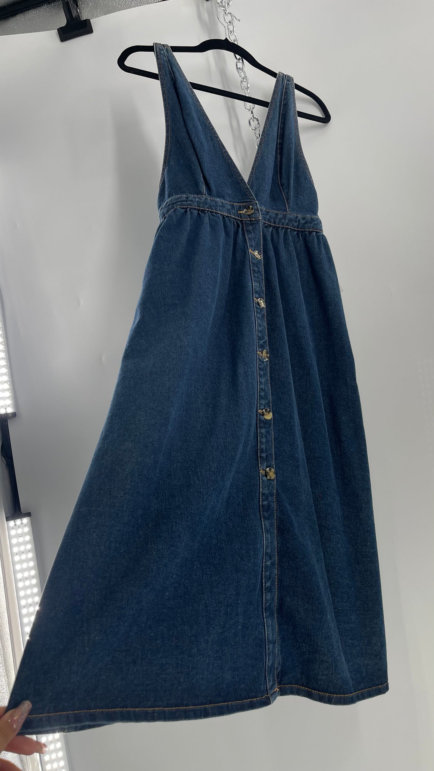 Urban Outfitters Medium Wash Denim Button Front Midi Dress (S)