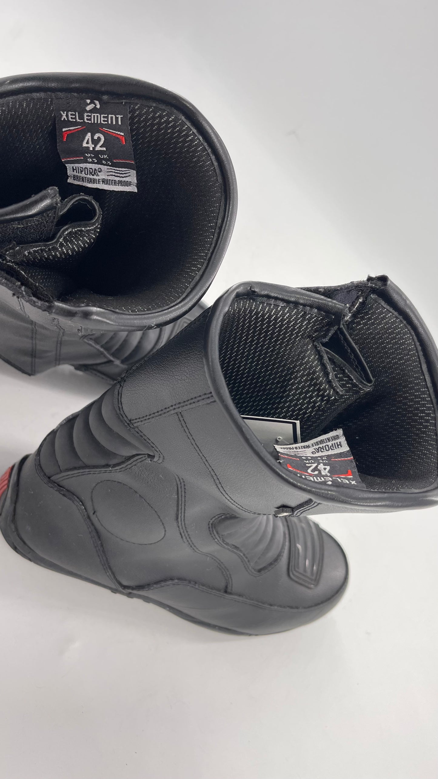 XELEMENT Black Leather Motorcycle Motocross Riding Boots (9.5)