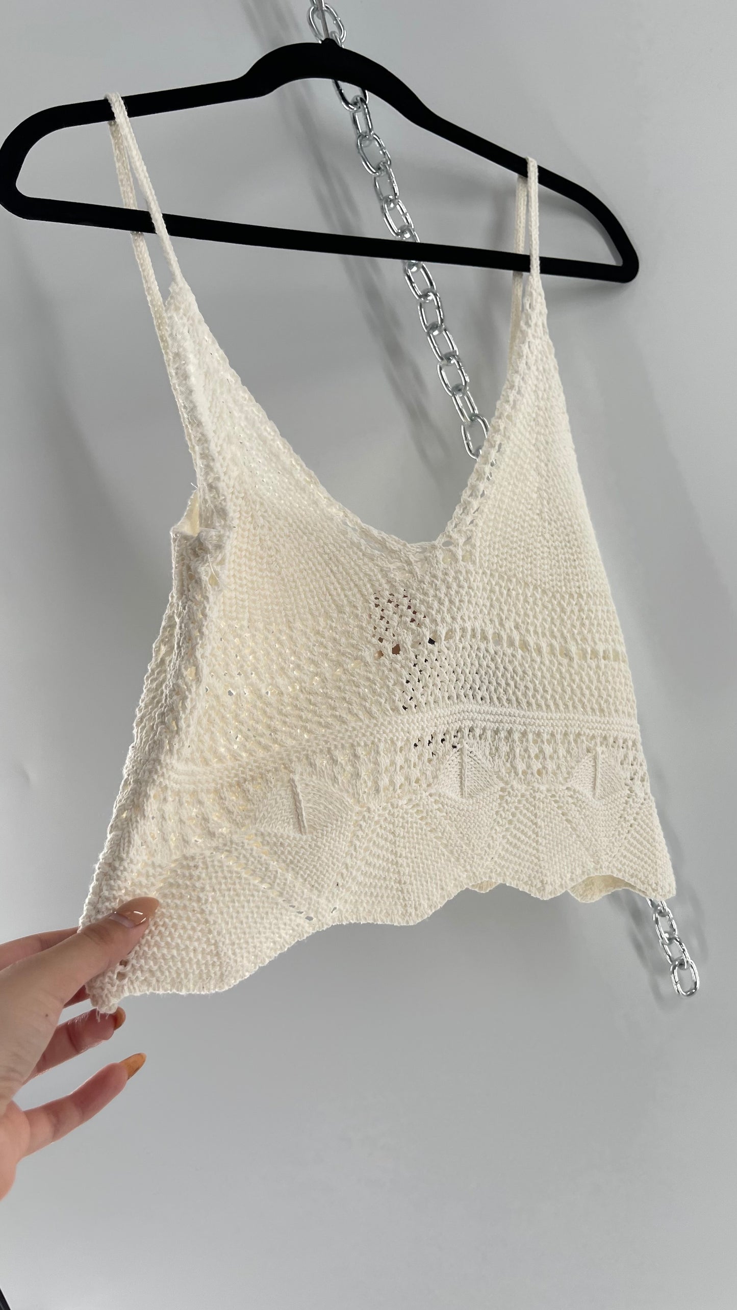 Anthropologie Pilcro White Crochet Cropped Tank (Small)