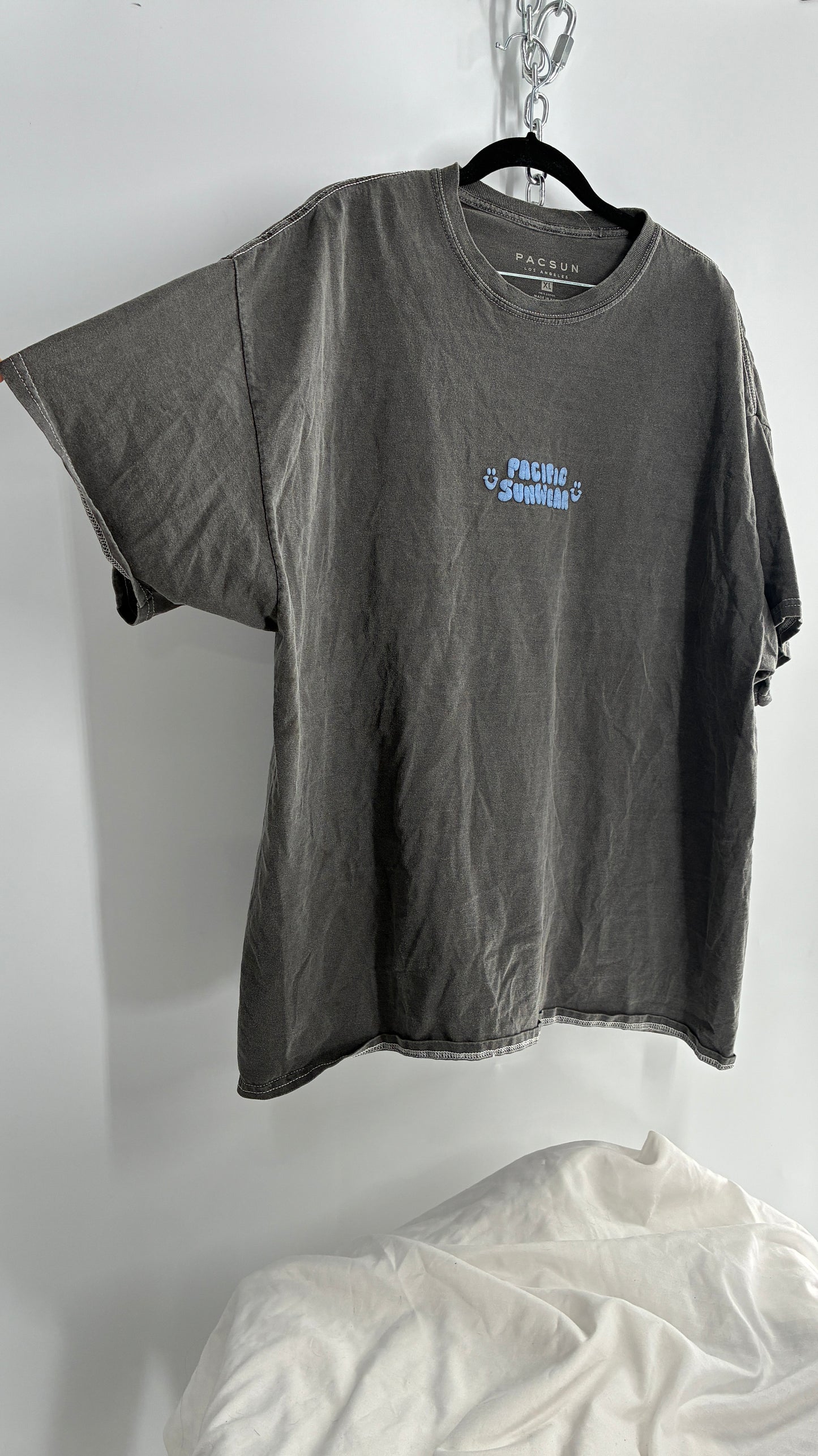 PACSUN Grey Oversized Puff Print T Shirt (XL)