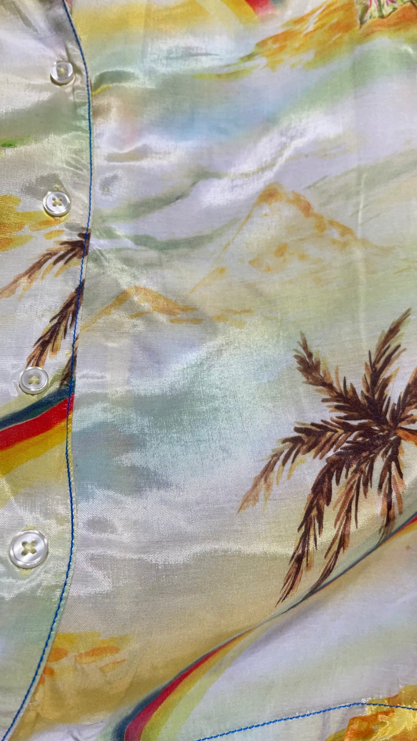 Urban Outfitters Rainbow Skies Shiny Men’s Button Up (Medium)
