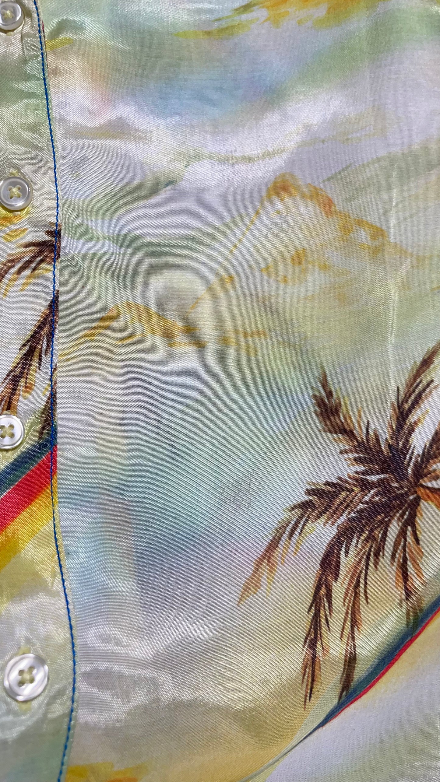 Urban Outfitters Rainbow Skies Shiny Men’s Button Up (Medium)