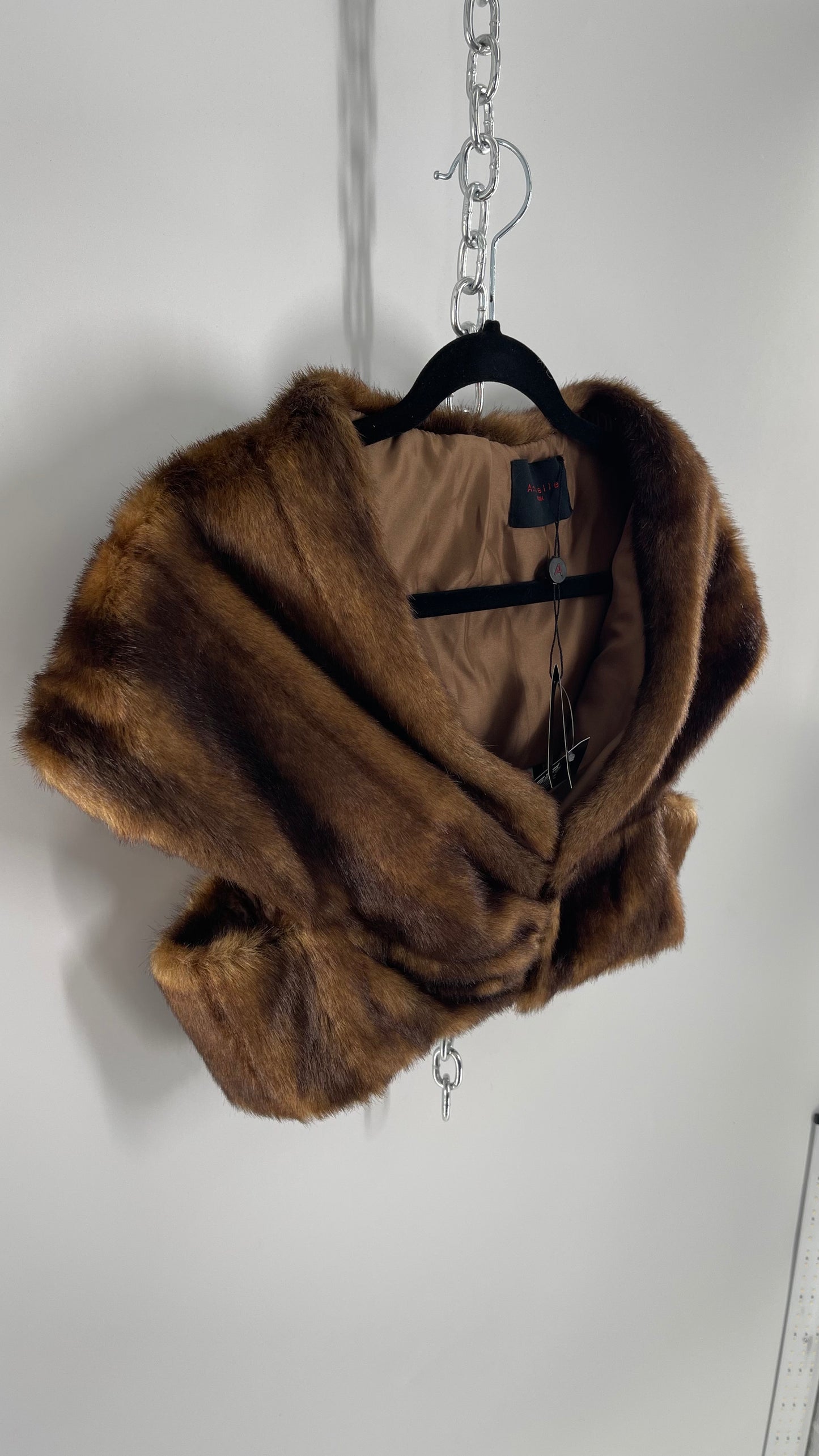 Vintage Annabelle Faux Mink Shrug Hook Front Crop (Small)