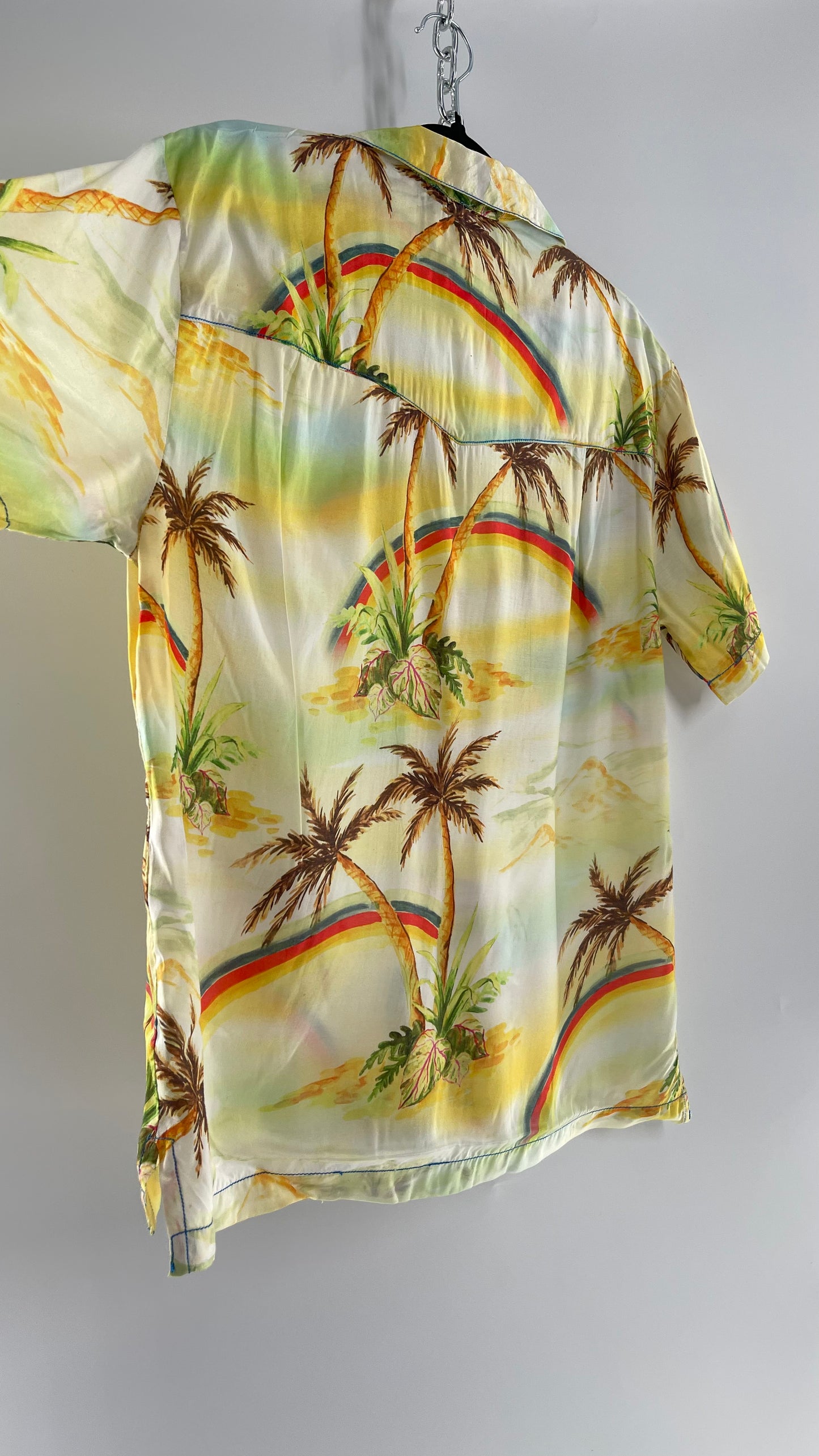 Urban Outfitters Rainbow Skies Shiny Men’s Button Up (Medium)