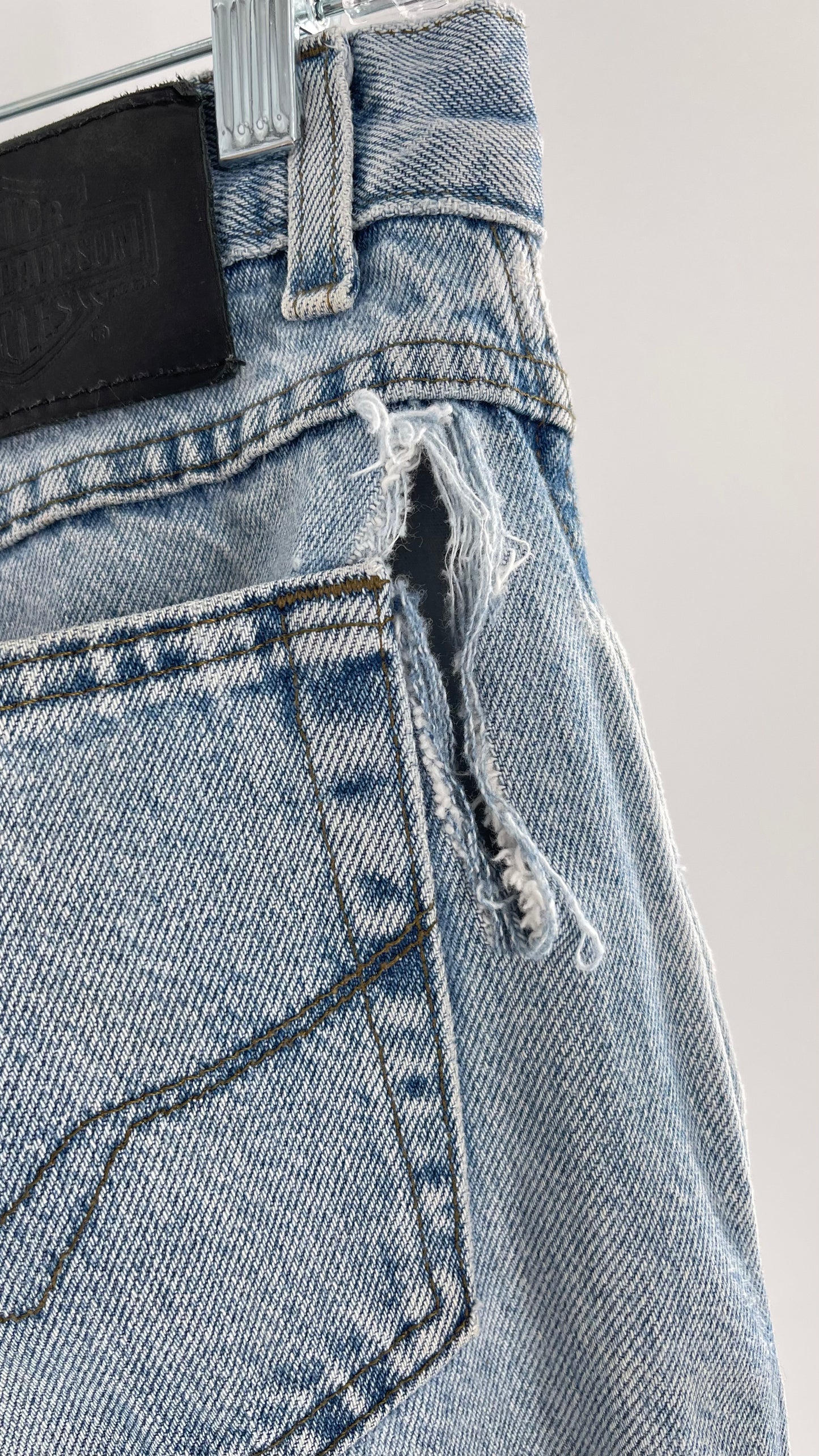 Harley Davidson Light Wash Straight Legs with Tears/ Distressing (31/32)