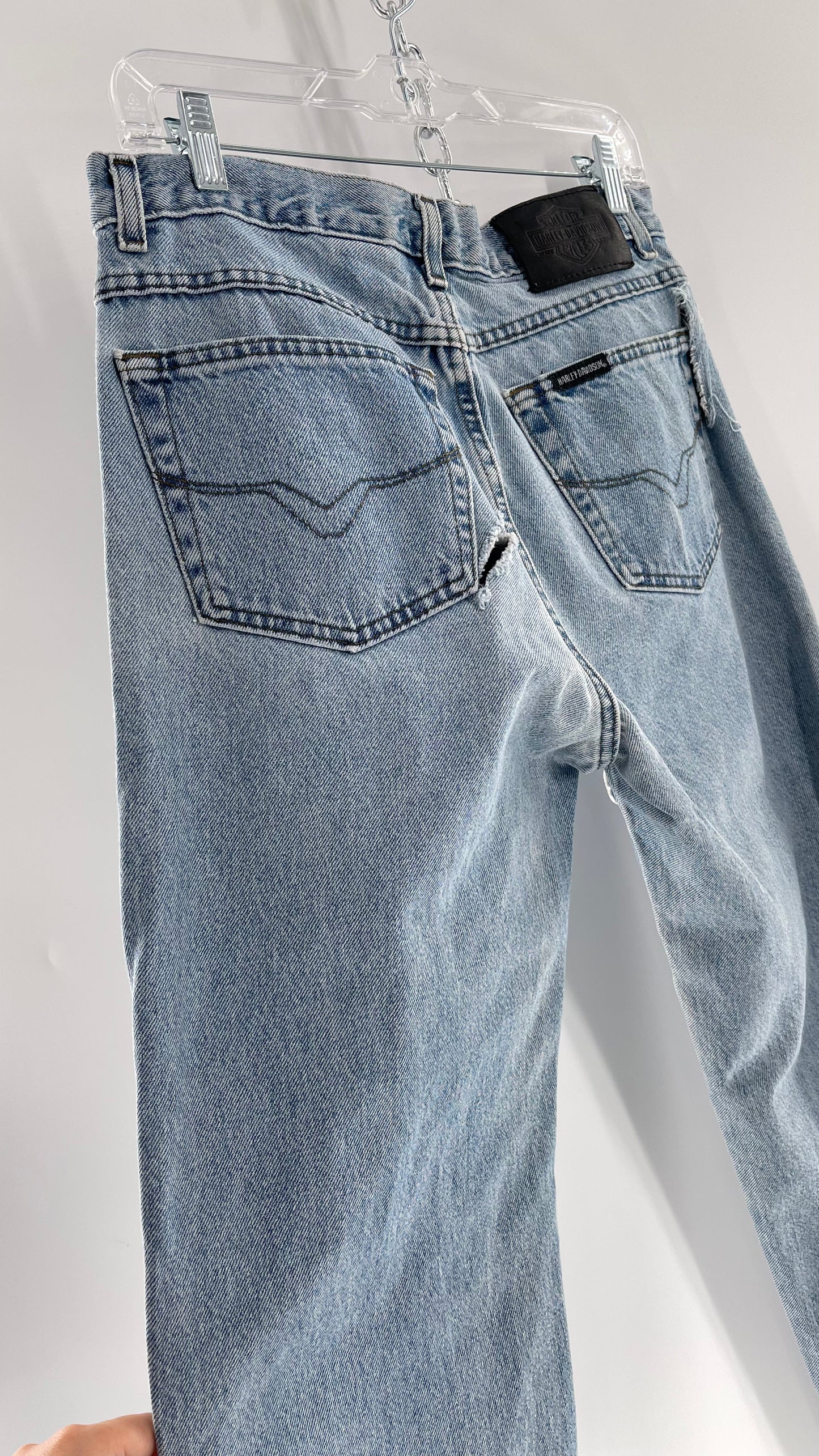 Harley Davidson Light Wash Straight Legs with Tears/ Distressing (31/32)