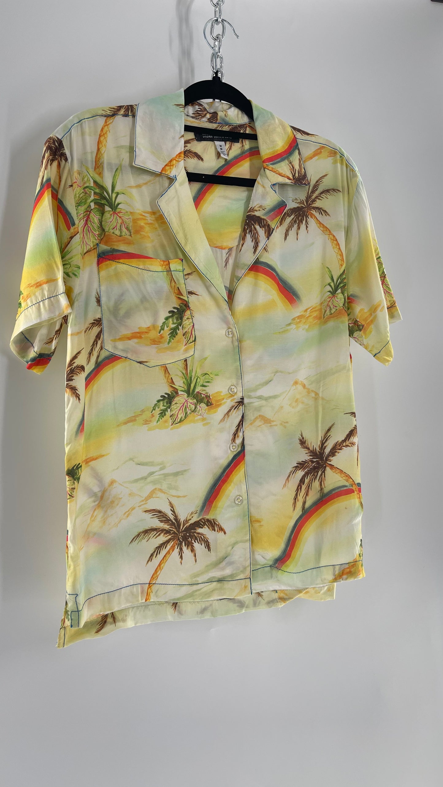 Urban Outfitters Rainbow Skies Shiny Men’s Button Up (Medium)