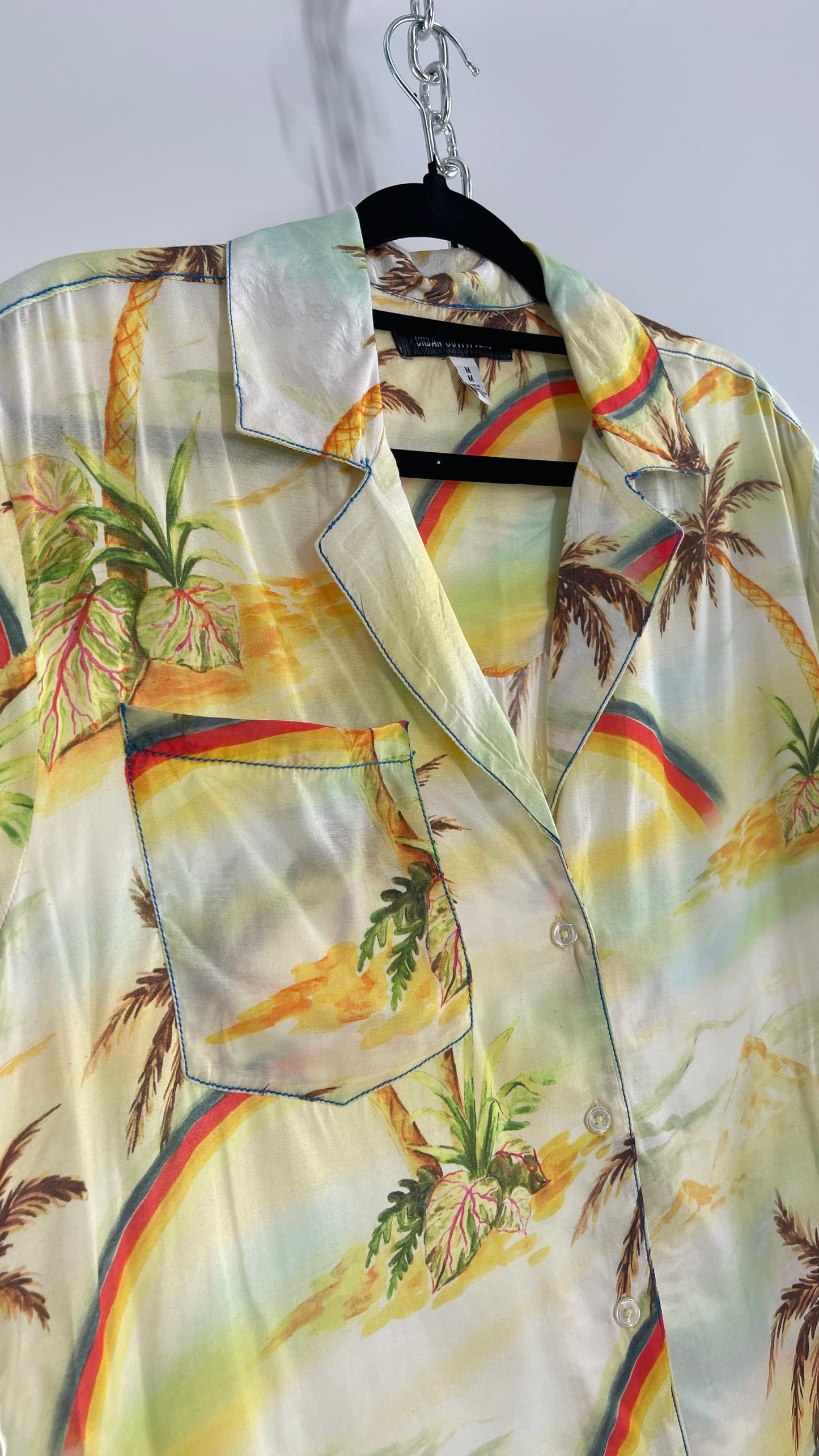 Urban Outfitters Rainbow Skies Shiny Men’s Button Up (Medium)