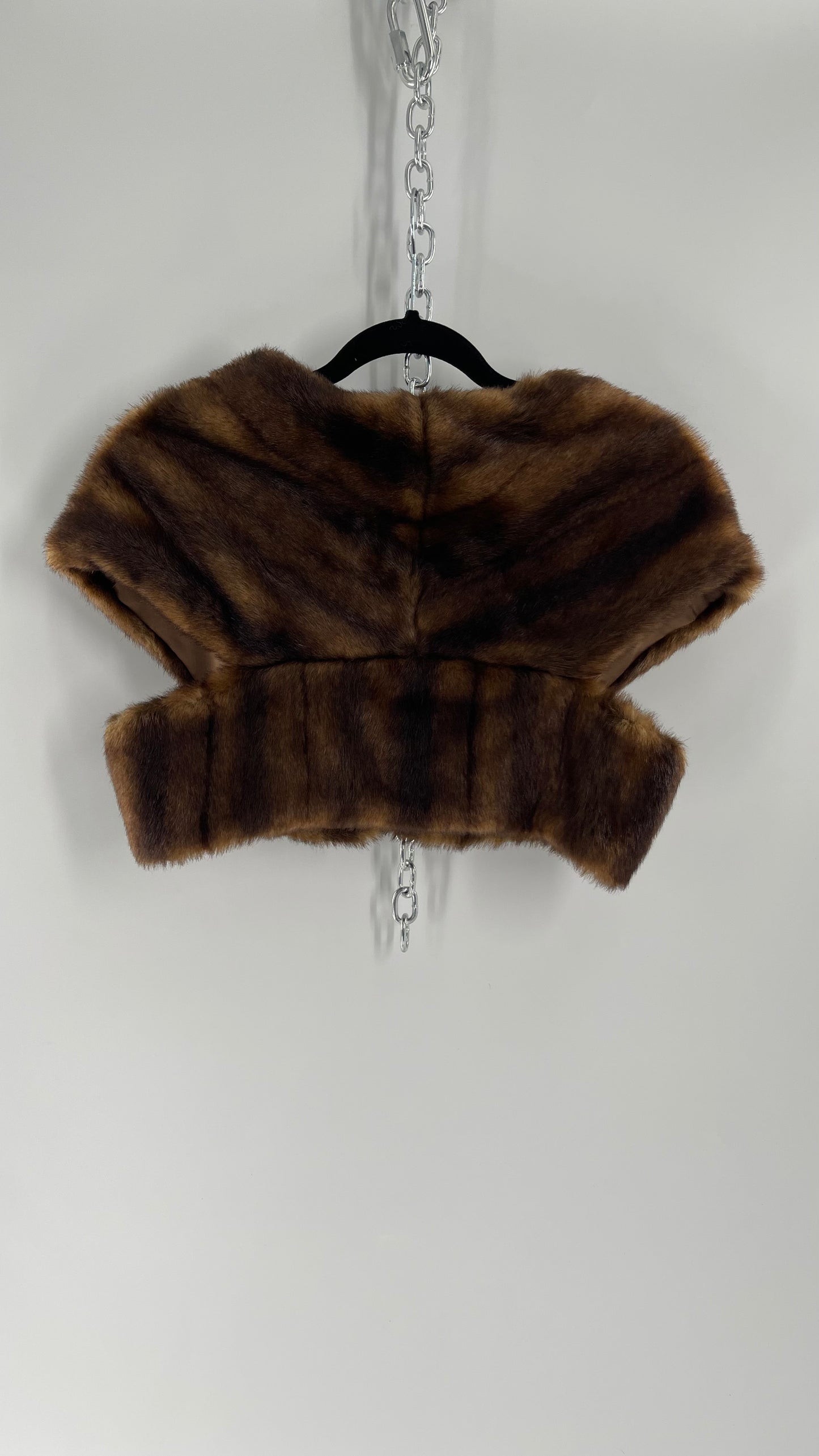 Vintage Annabelle Faux Mink Shrug Hook Front Crop (Small)