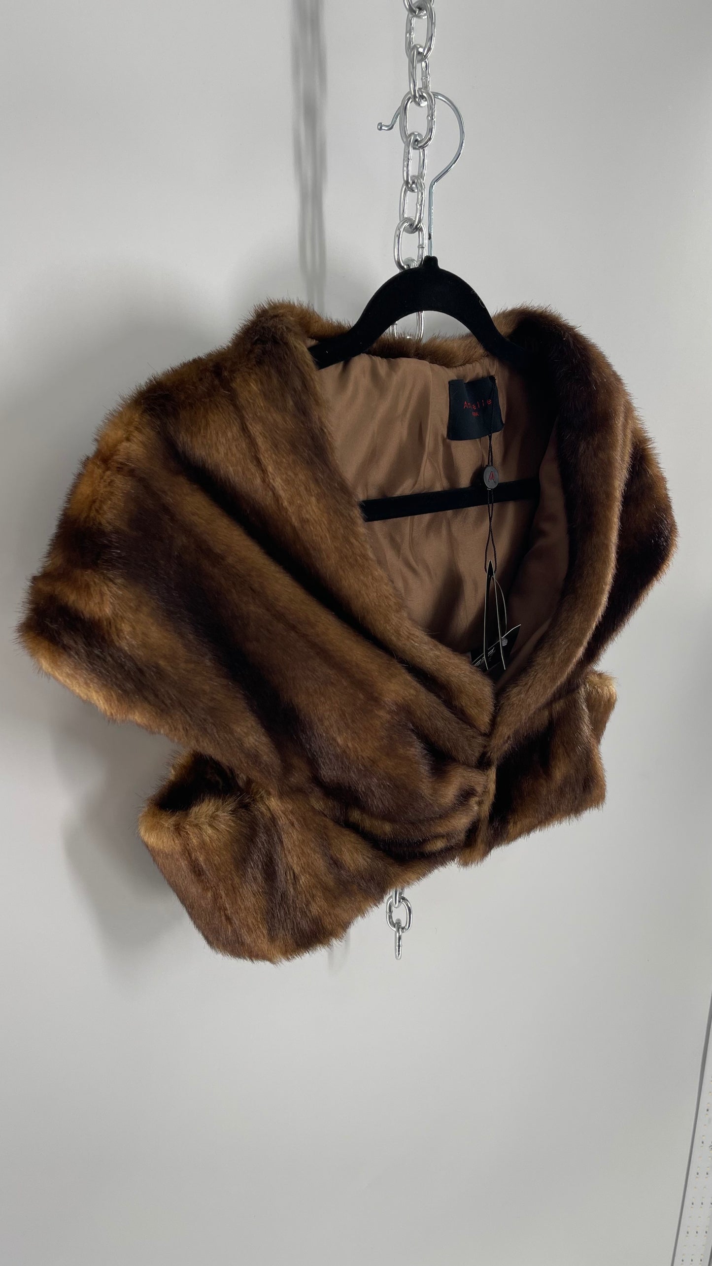 Vintage Annabelle Faux Mink Shrug Hook Front Crop (Small)