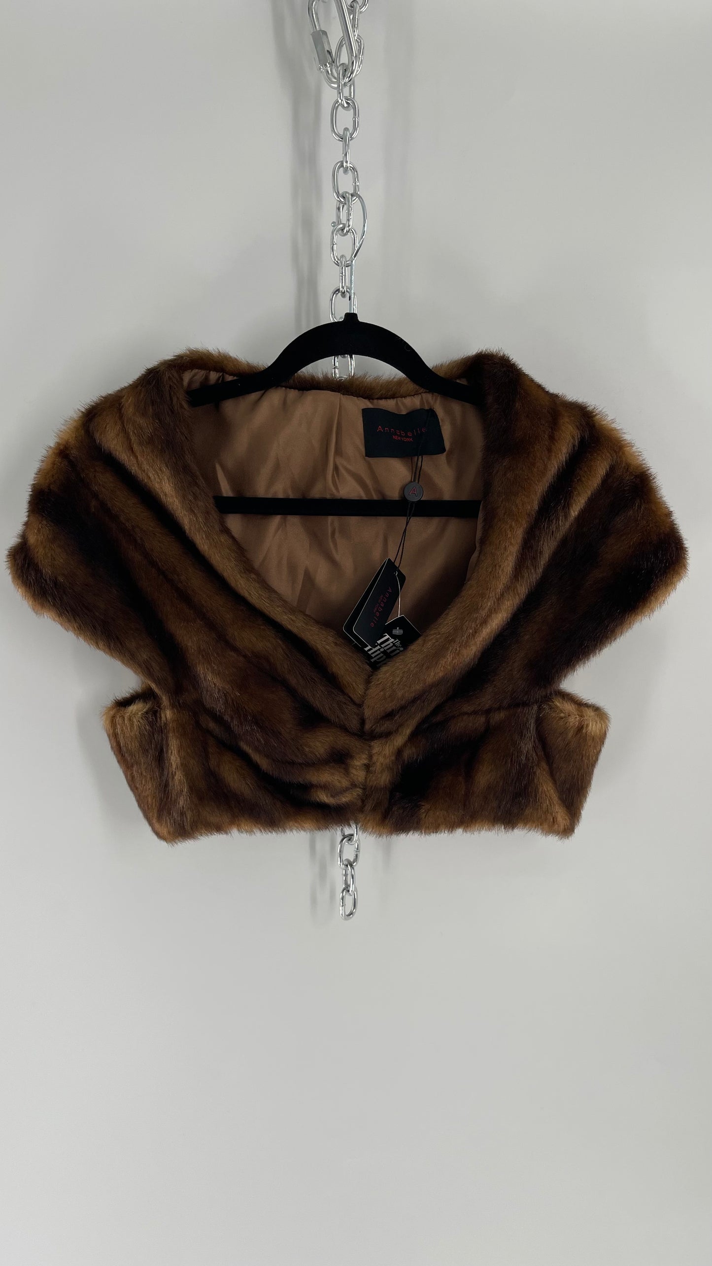 Vintage Annabelle Faux Mink Shrug Hook Front Crop (Small)