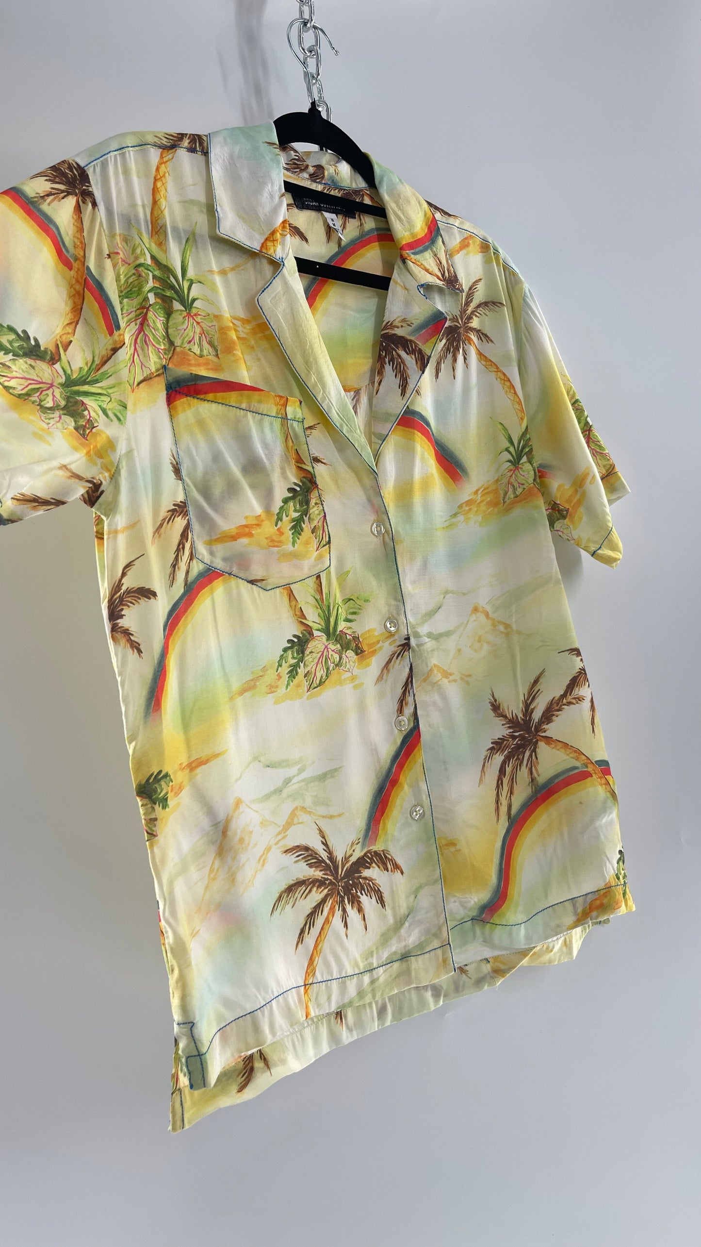 Urban Outfitters Rainbow Skies Shiny Men’s Button Up (Medium)