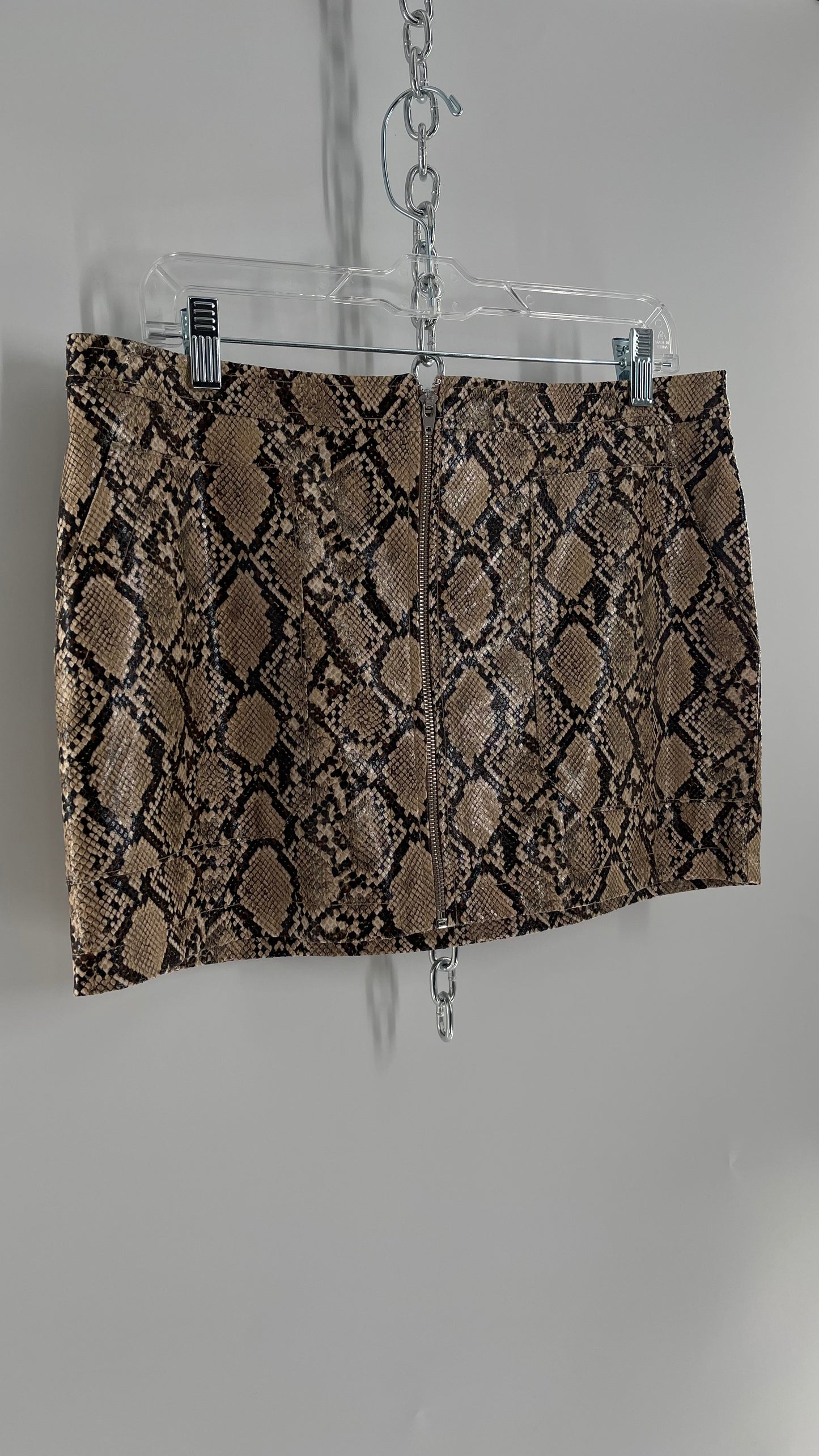 Free People Snake Skin Neutral Zip Front Mini Skirt(14)