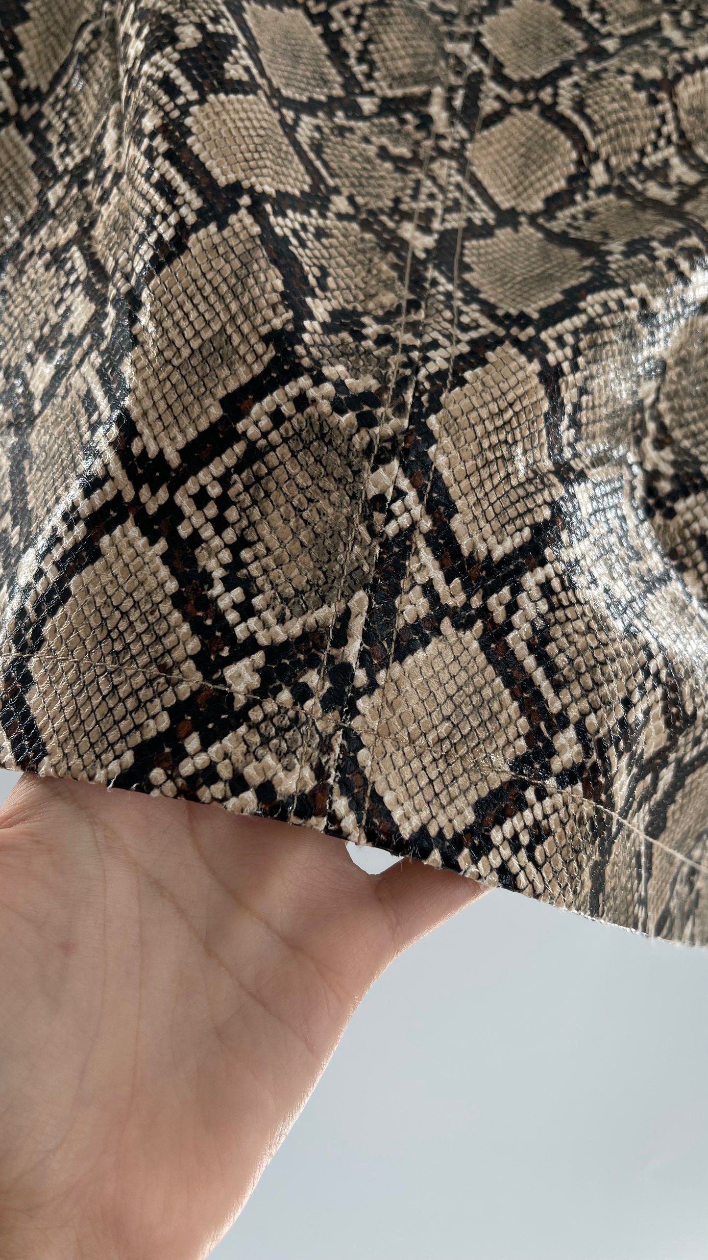 Free People Snake Skin Neutral Zip Front Mini Skirt(14)