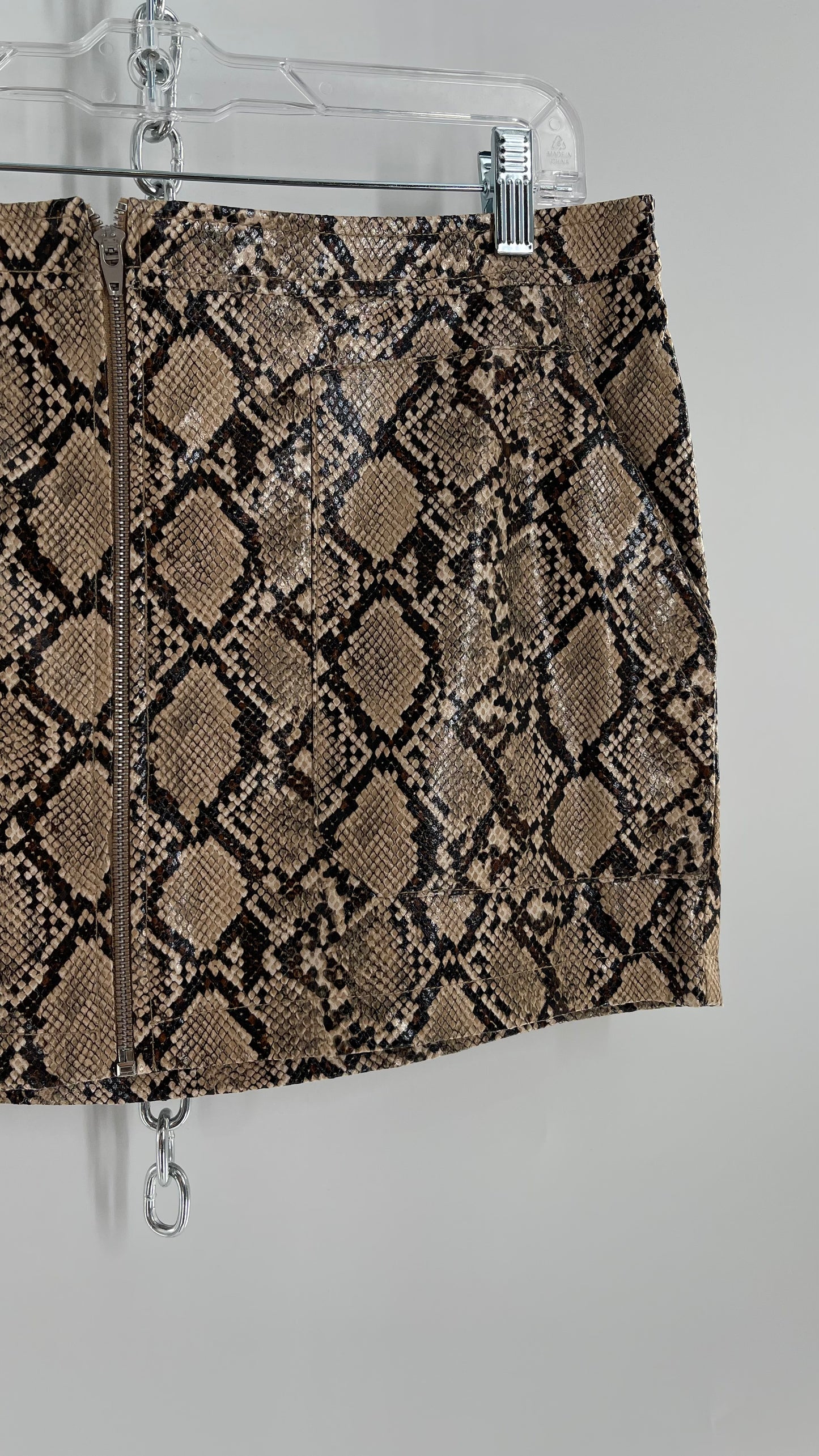Free People Snake Skin Neutral Zip Front Mini Skirt(14)