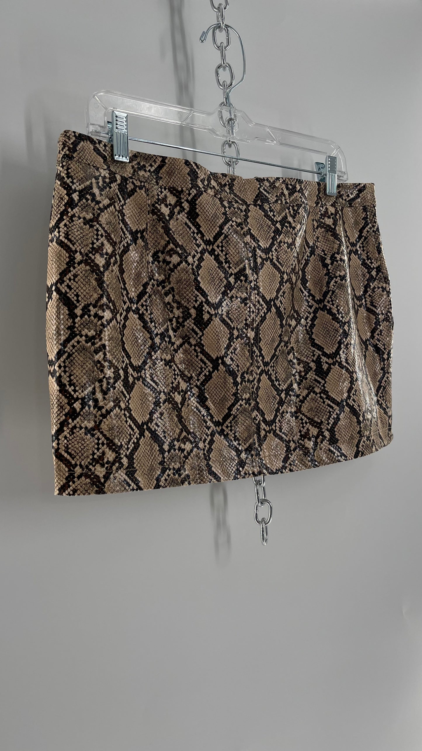 Free People Snake Skin Neutral Zip Front Mini Skirt(14)