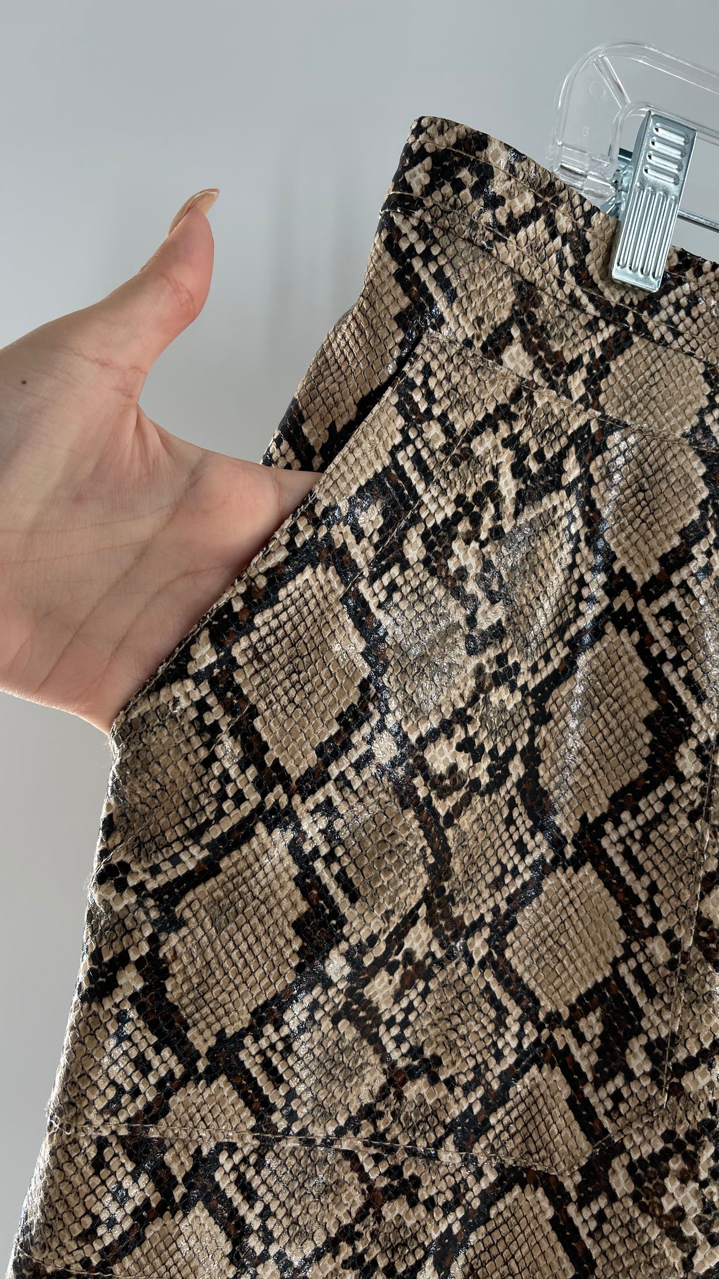 Free People Snake Skin Neutral Zip Front Mini Skirt(14)