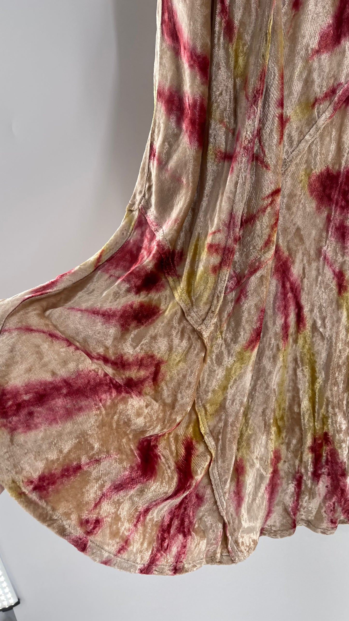 Free People Tie Dye Crushed Velvet Full Length Skirt (Small)