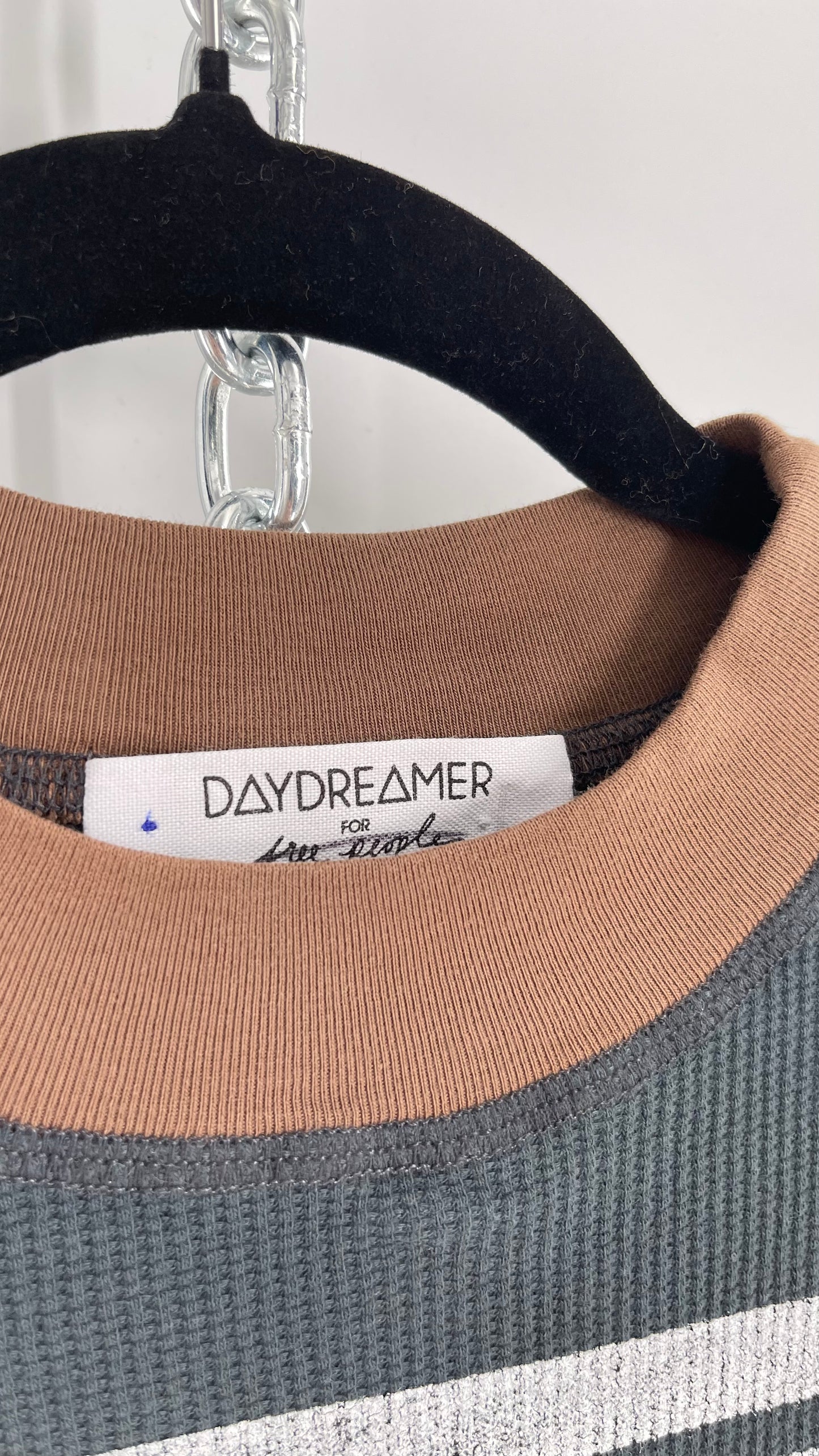 DayDreamer Free People Ribbed Henley “Play On, Playa” Short Sleeve (S)